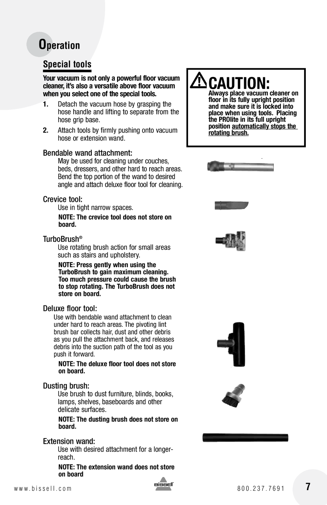 Bissell 17G5 warranty Special tools 