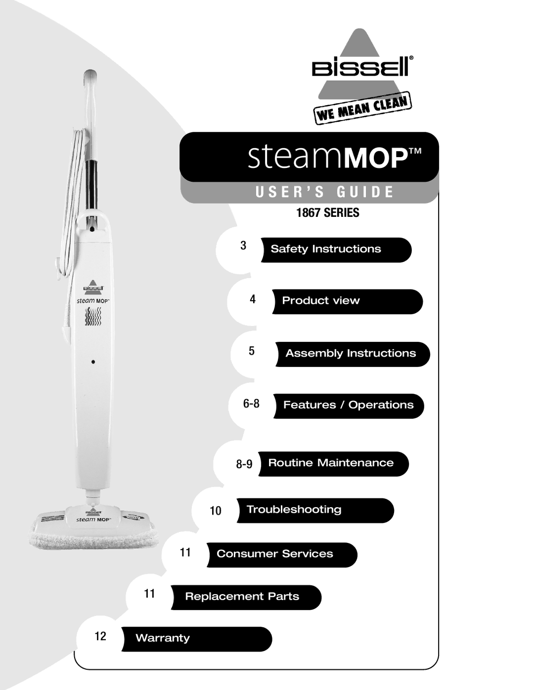 Bissell 1867 Series warranty SteamMOP 