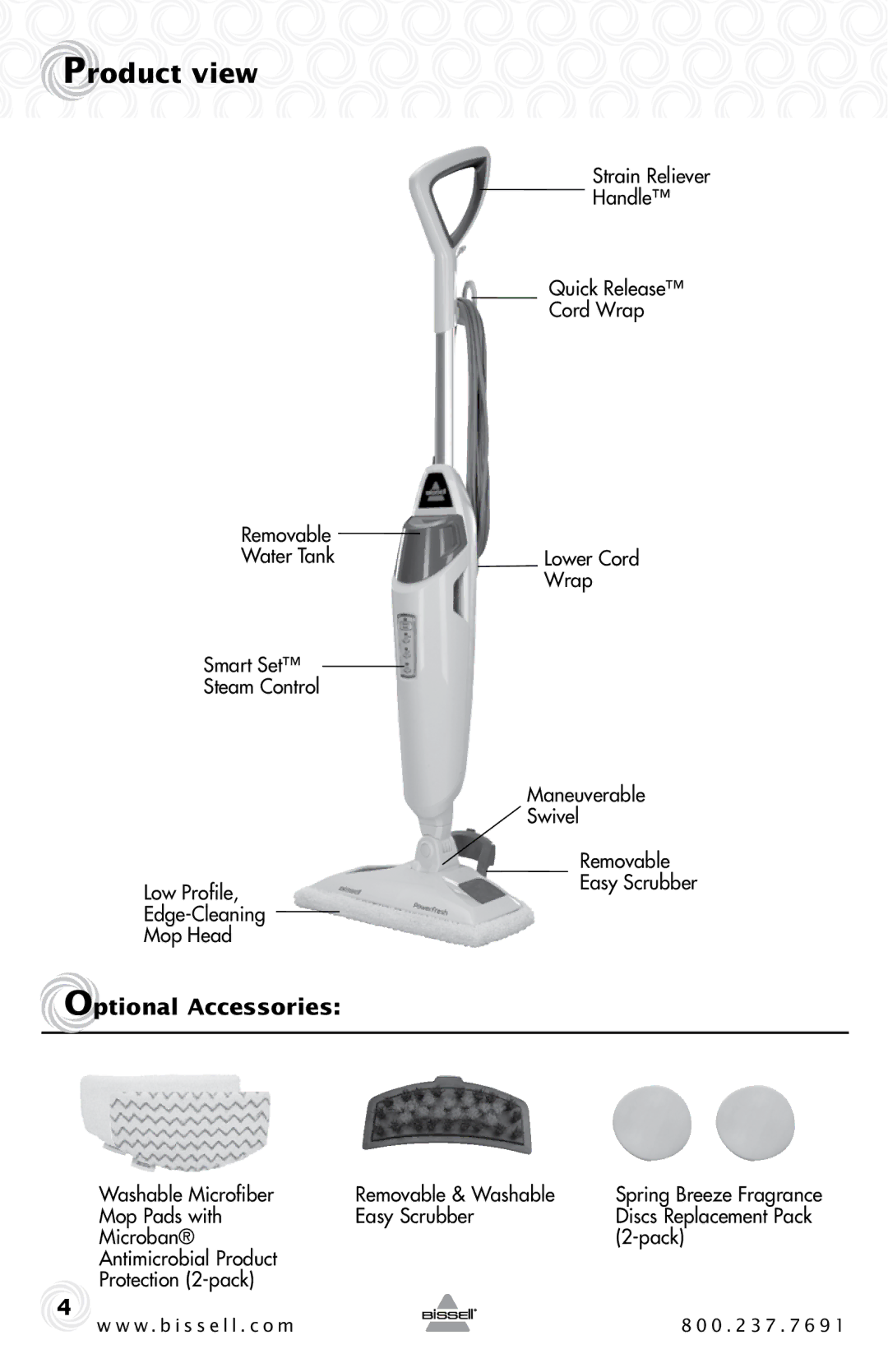 Bissell 1940 warranty Product view, Optional Accessories 