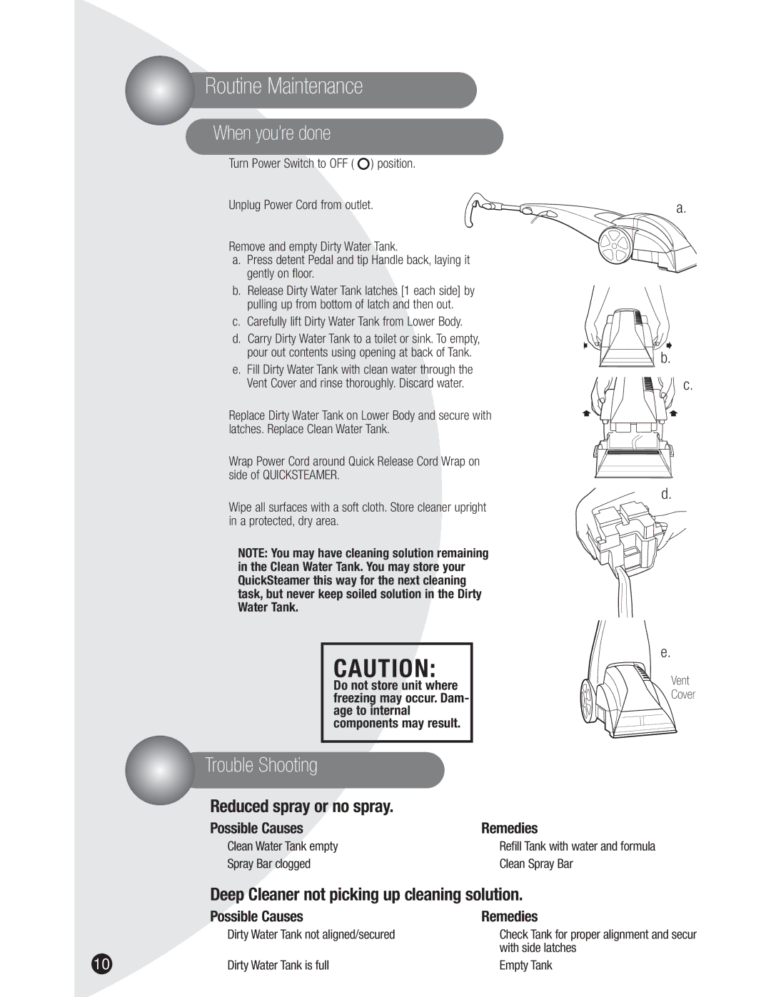 Bissell 1950, 2050 warranty Routine Maintenance, When you’re done, Trouble Shooting 