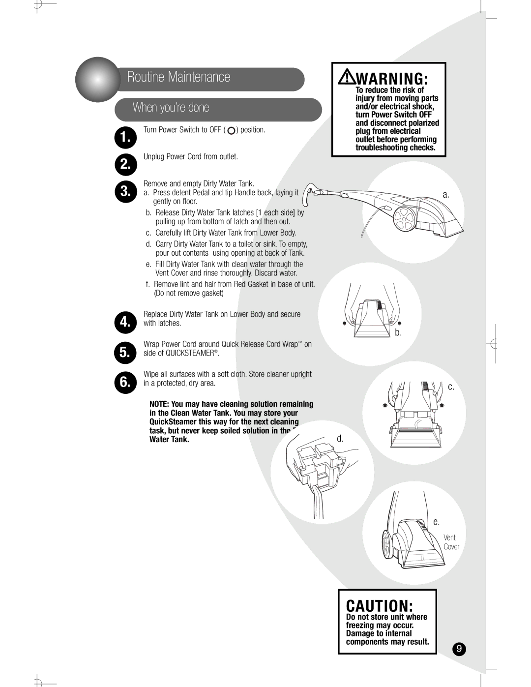 Bissell 1960 warranty Routine Maintenance, When you’re done 