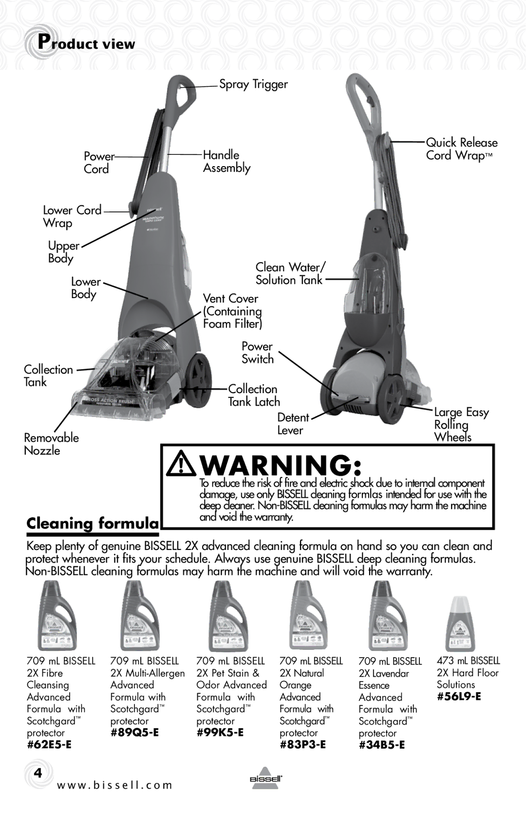 Bissell 19K8 warranty Cleaning formula, Product view 