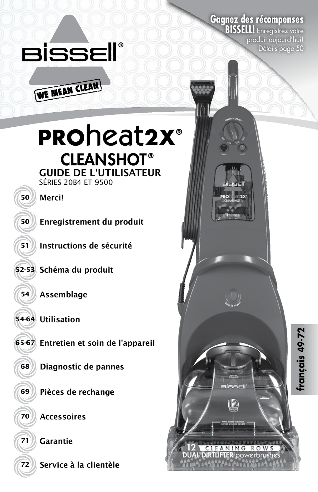 Bissell warranty Guide DE Lutilisateur, Séries 20B4 ET 