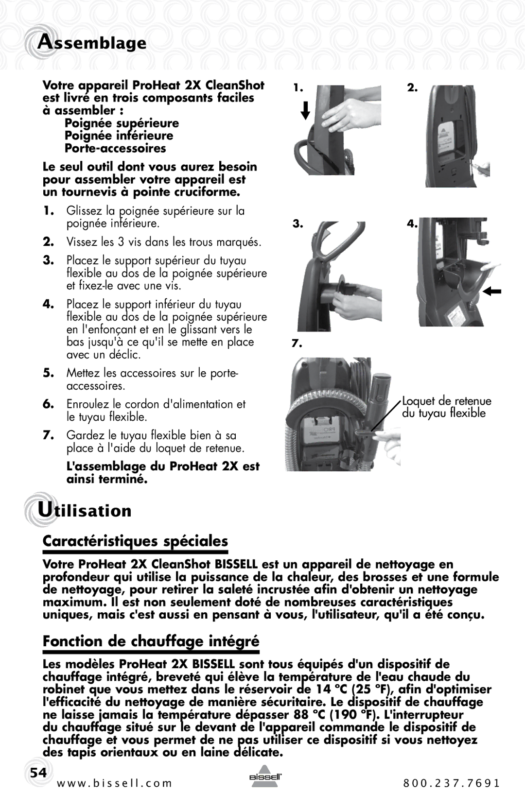 Bissell 20B4 warranty Assemblage, Utilisation, Caractéristiques spéciales, Fonction de chauffage intégré 