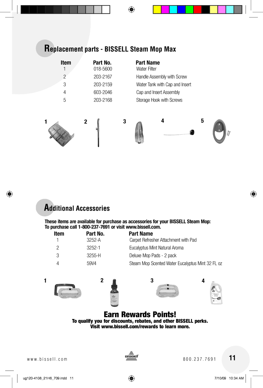 Bissell 21H6 warranty Replacement parts Bissell Steam Mop Max, Additional Accessories, Part Name 