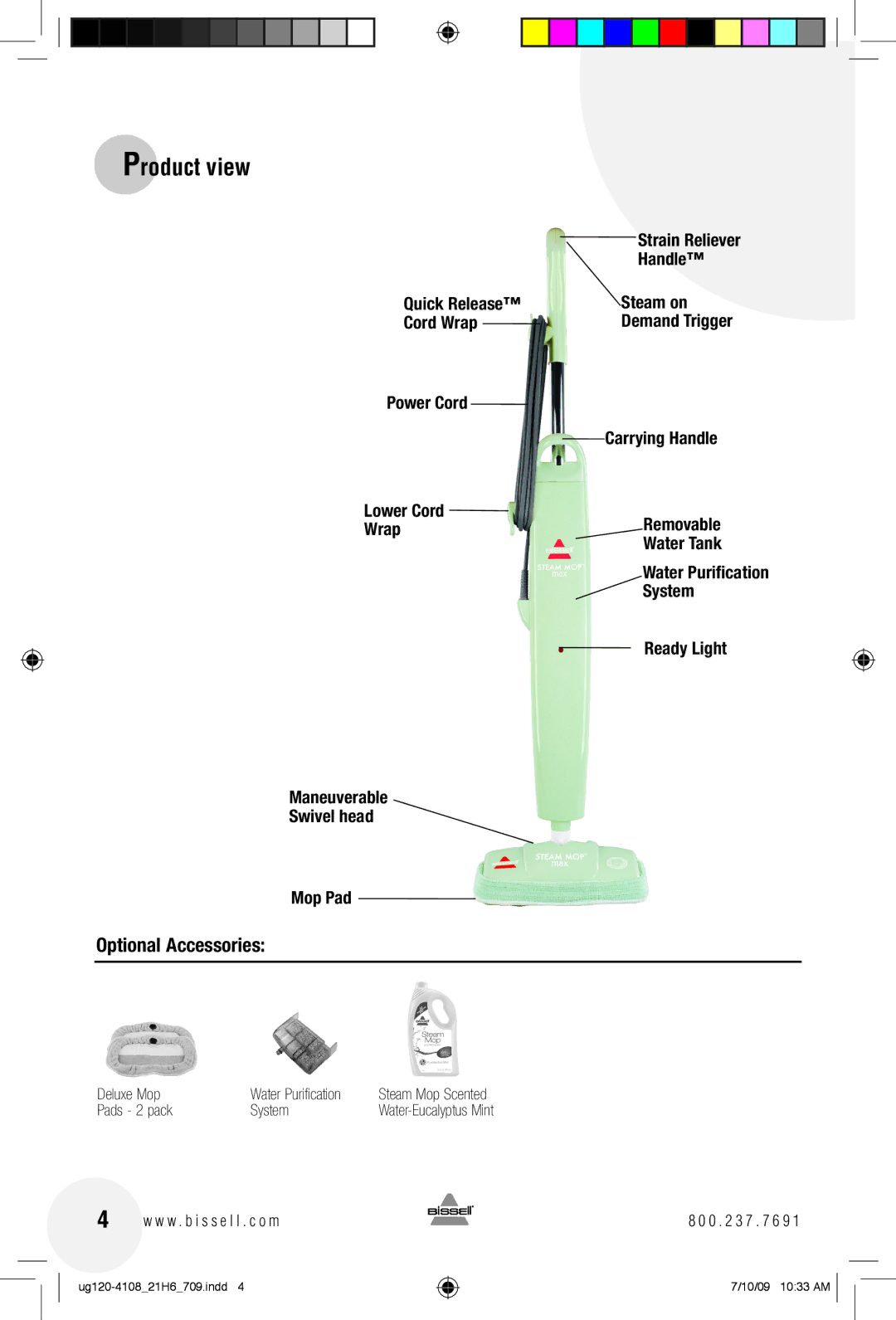 Bissell 21H6 warranty Product view, Optional Accessories 