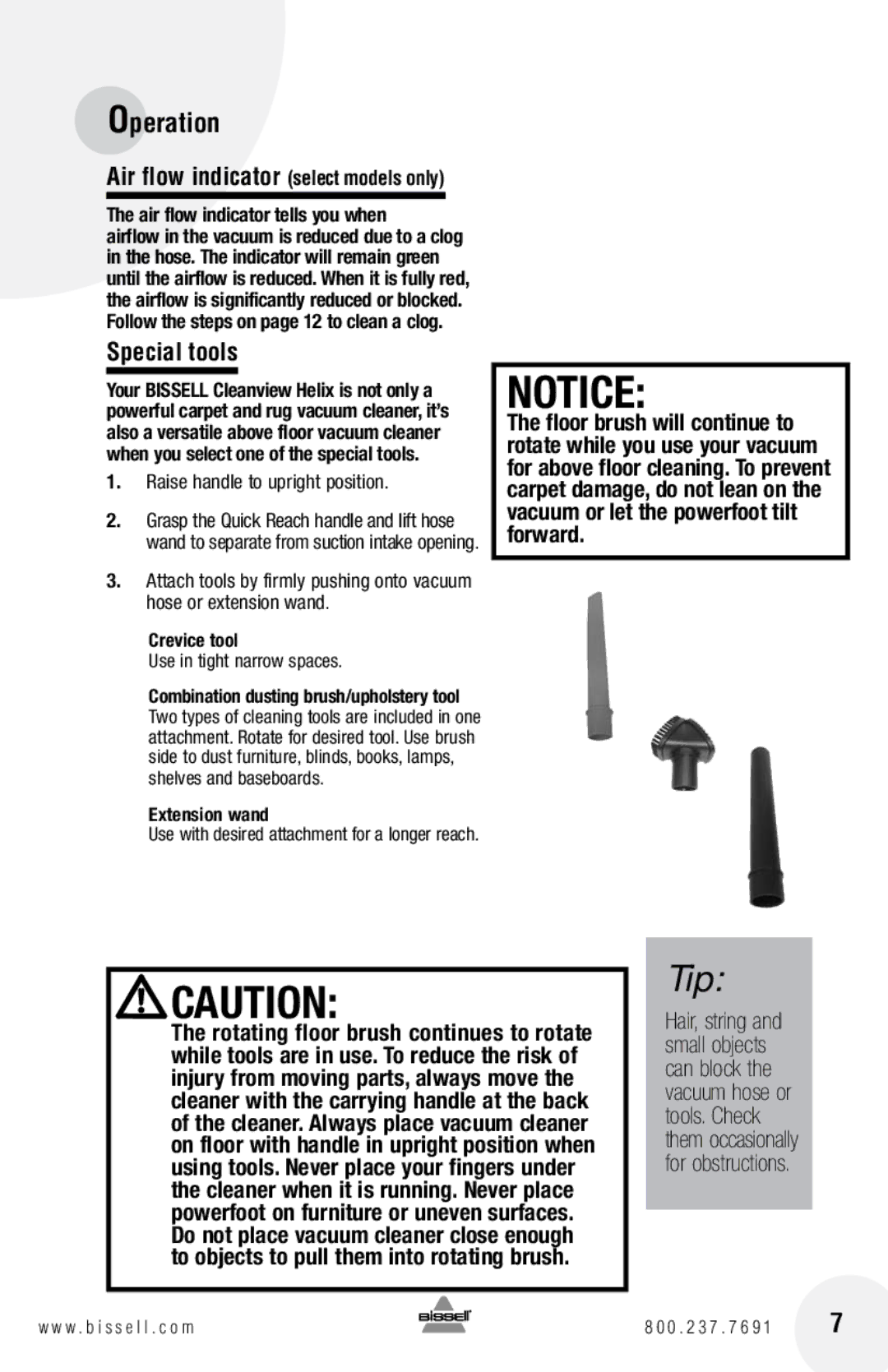 Bissell 21K3, 22C1 warranty Special tools, Raise handle to upright position 