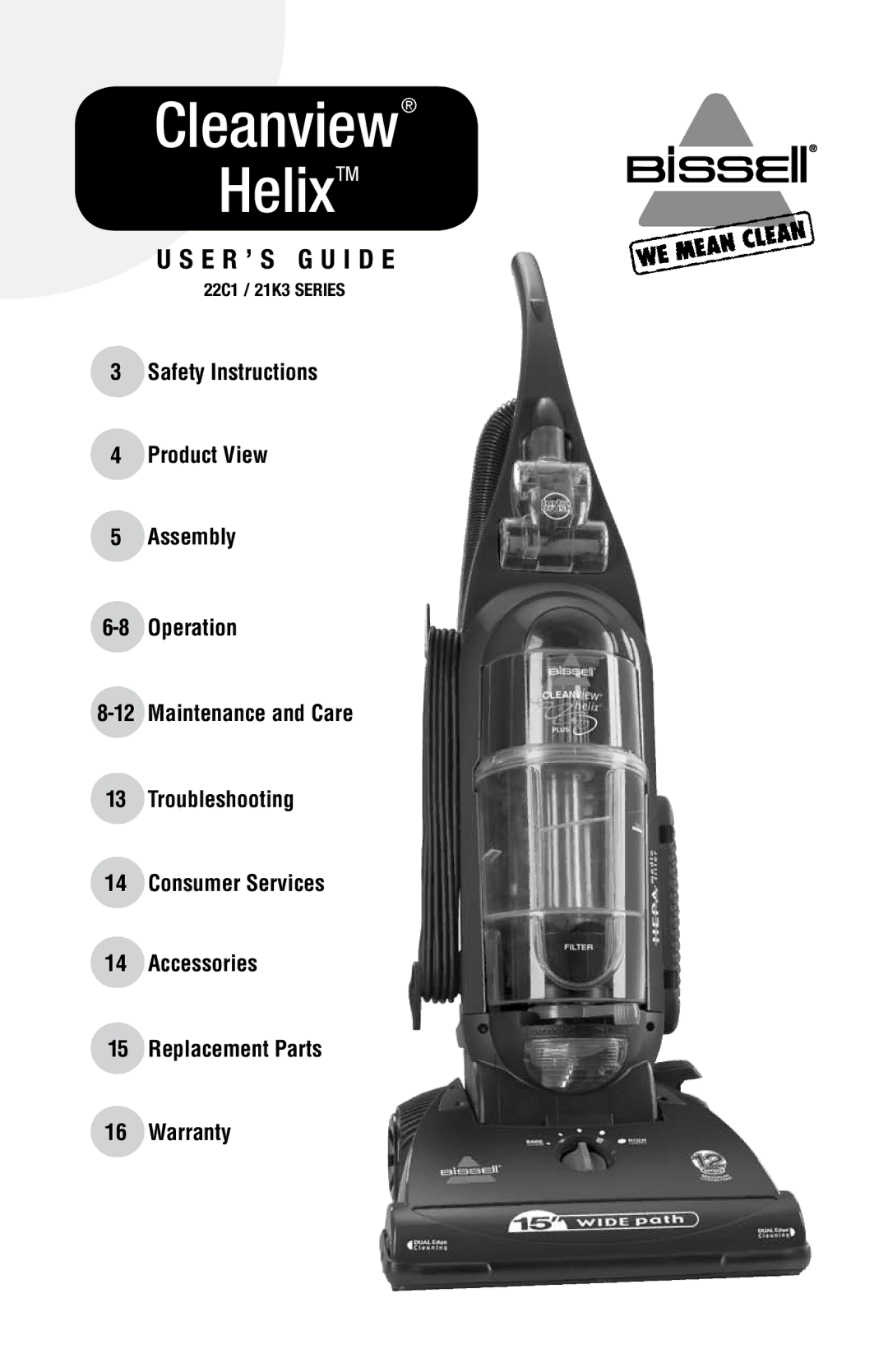 Bissell 22C1 warranty Cleanview HelixTM 