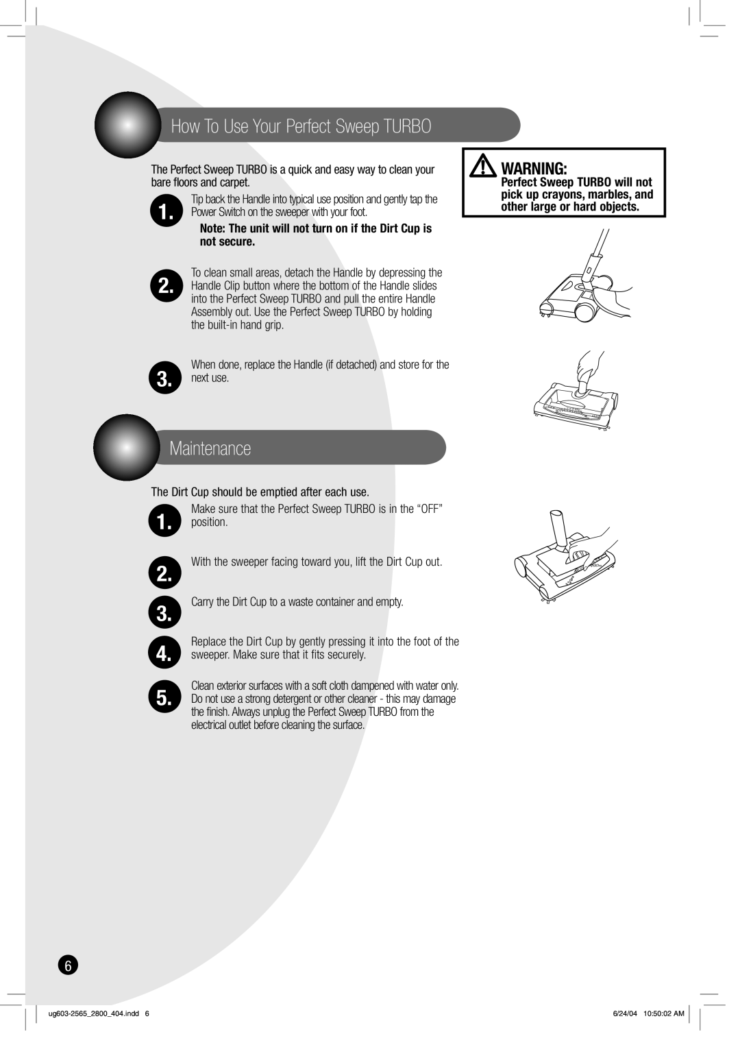 Bissell 2800, 2810, 2900 manual Maintenance, How To Use Your Perfect Sweep Turbo 