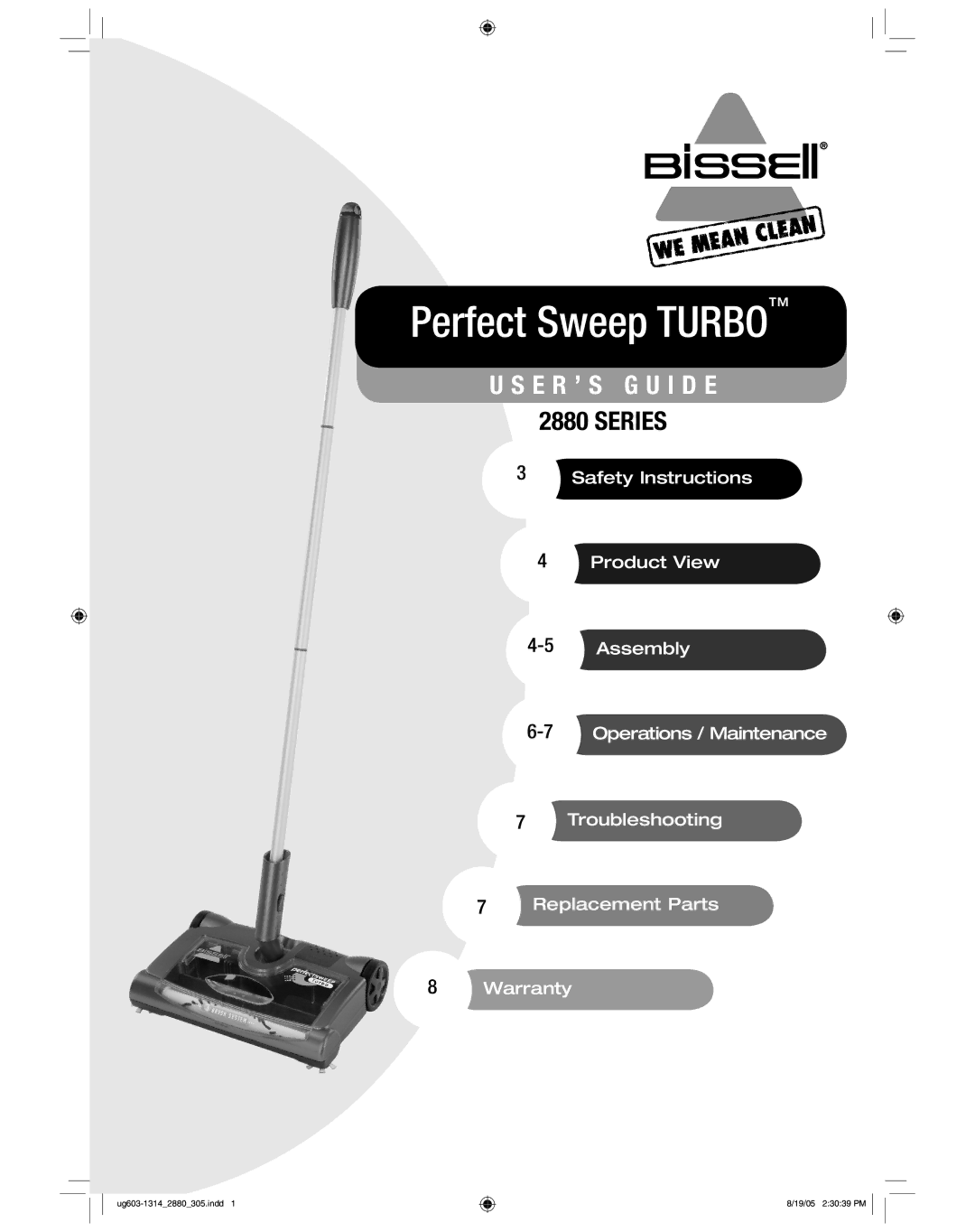 Bissell 2880 warranty Perfect Sweep Turbo 