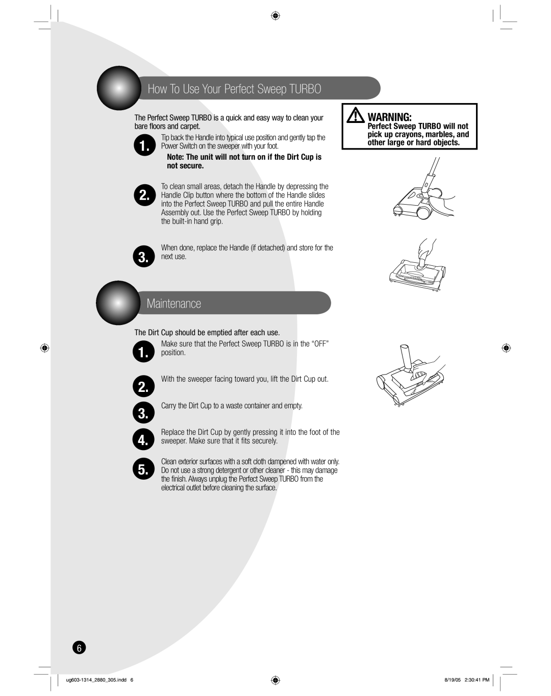 Bissell 2880 warranty Maintenance, How To Use Your Perfect Sweep Turbo 