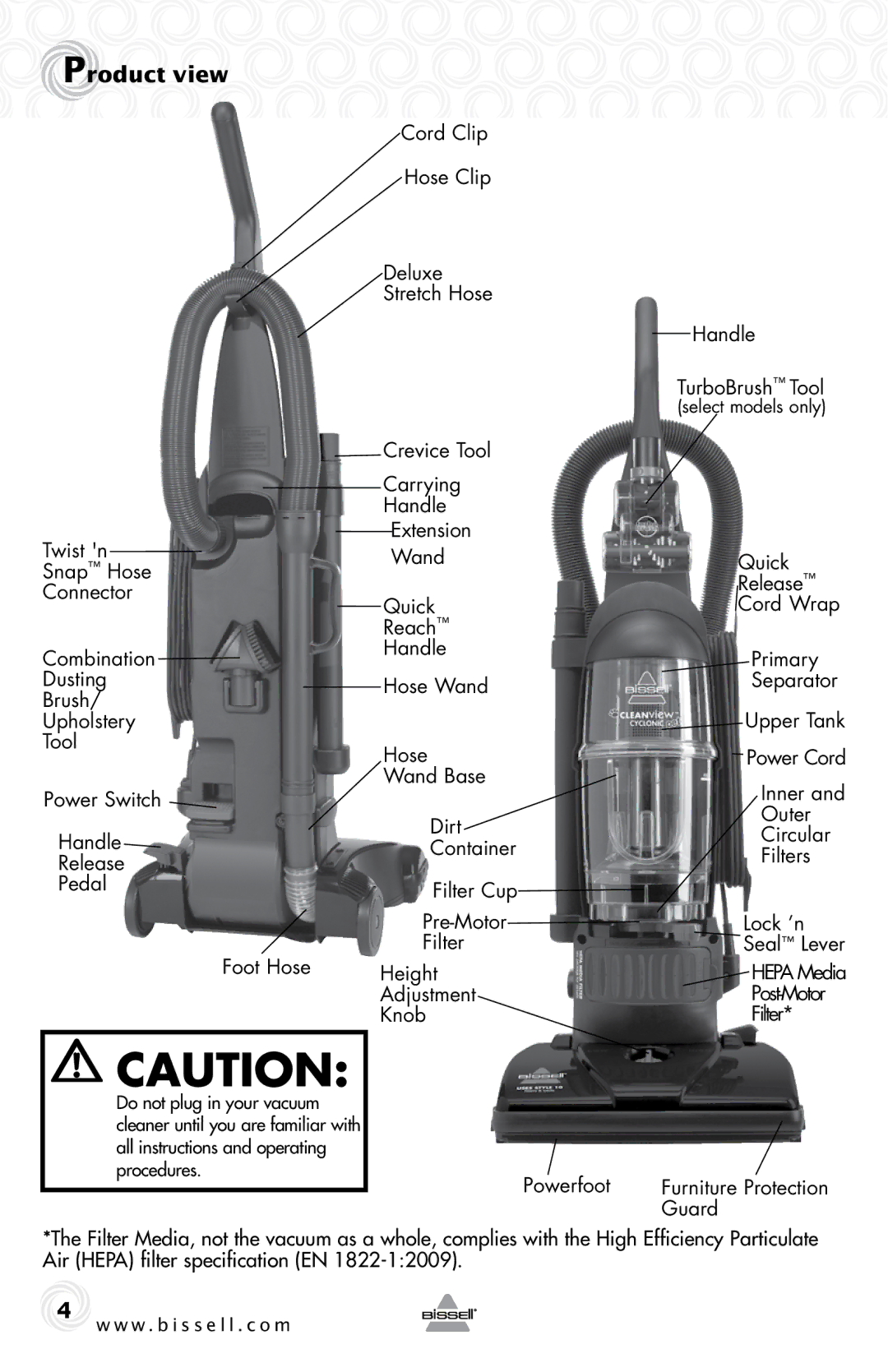 Bissell 28F4, 80E7 warranty Product view 