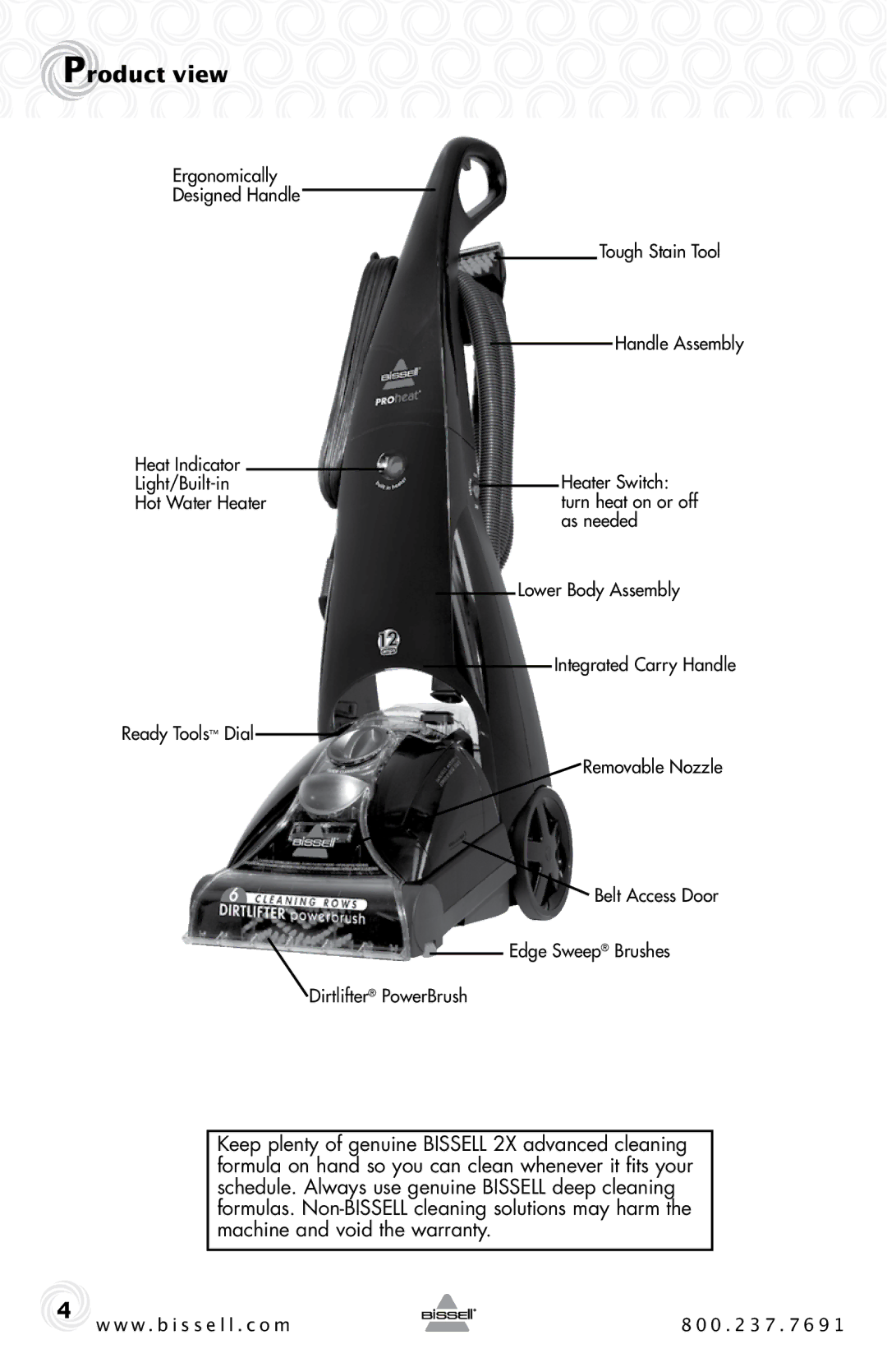 Bissell 2SA3 warranty Product view, Removable Nozzle 