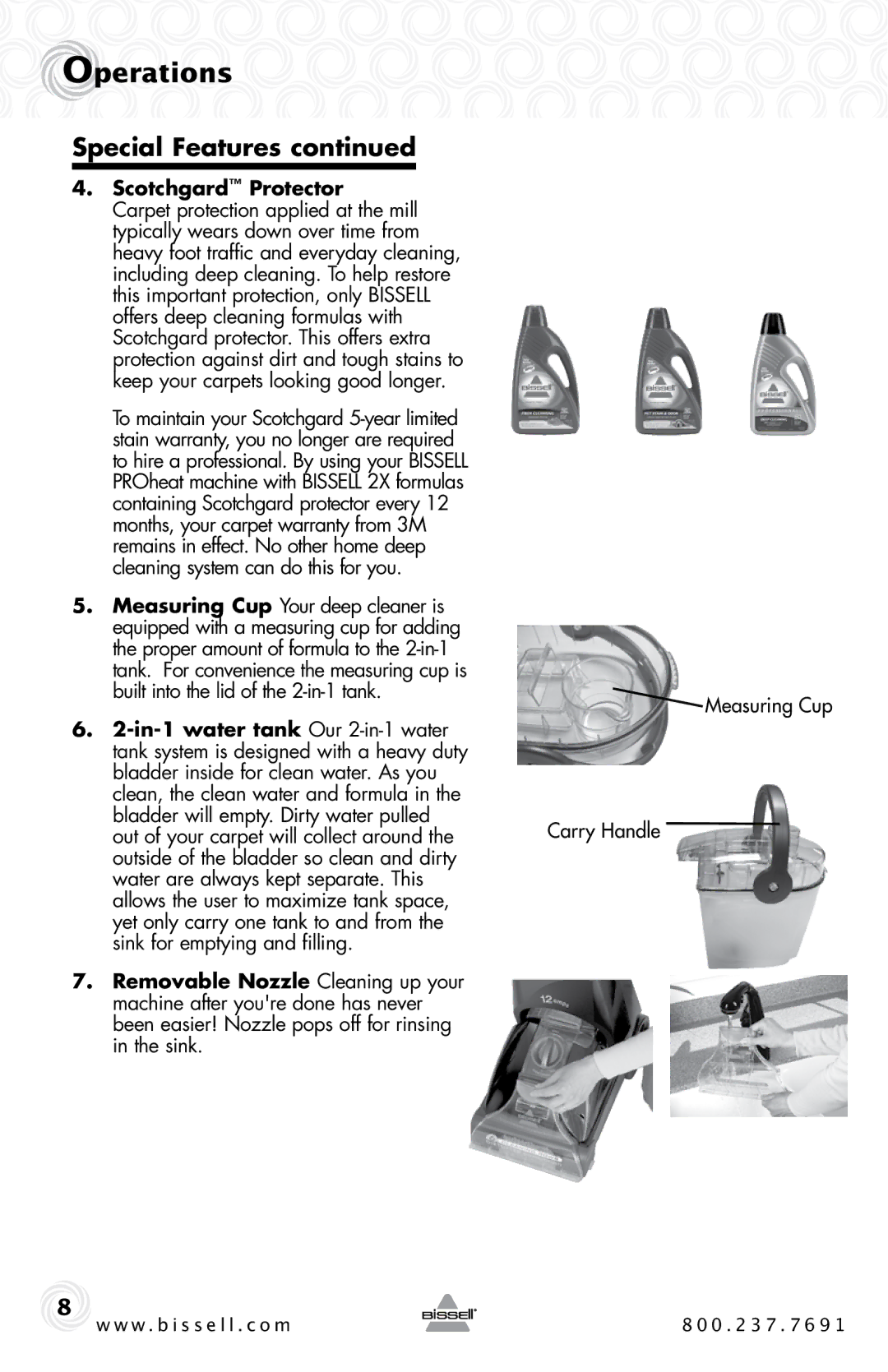 Bissell 2SA3 warranty Scotchgard Protector, Measuring Cup Carry Handle 