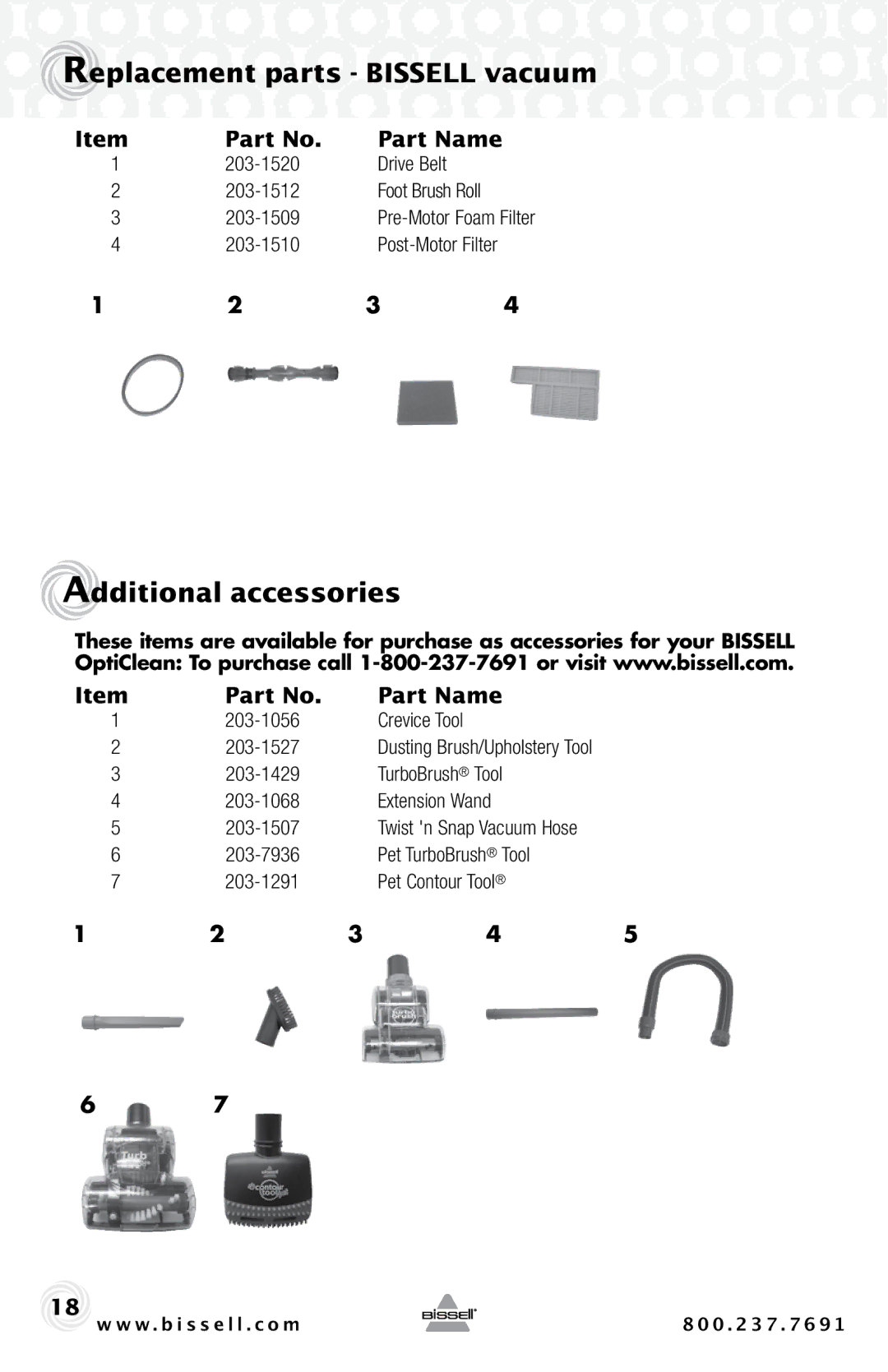 Bissell 30C7 warranty Replacement parts Bissell vacuum, Additional accessories, Part Name 