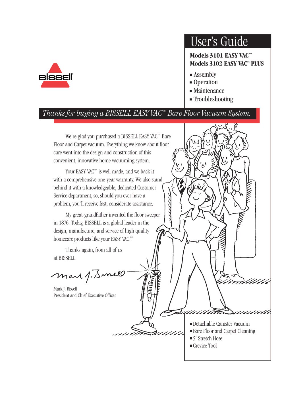 Bissell 3101, 3102 warranty User’s Guide, Thanks again, from all of us at Bissell 