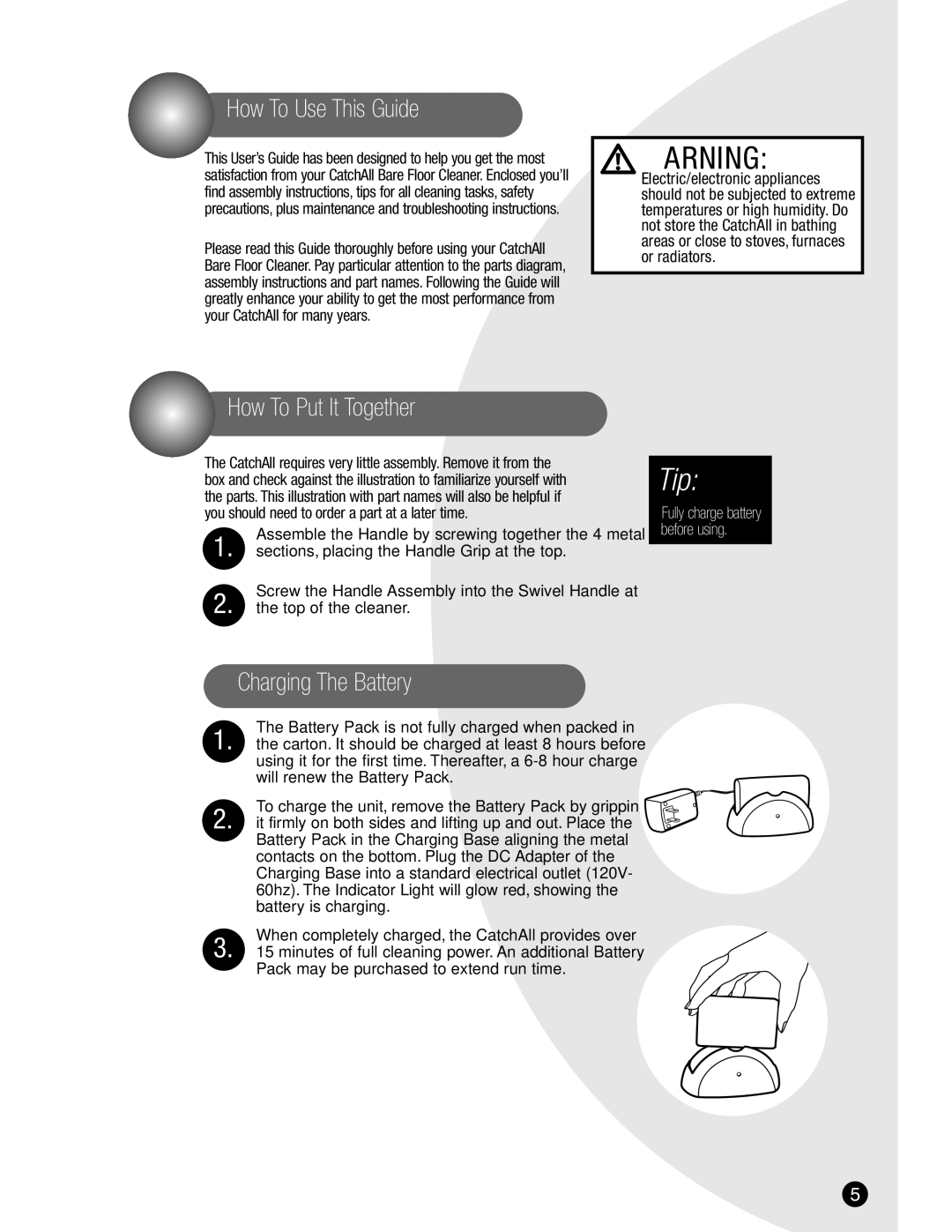 Bissell 3107 warranty How To Use This Guide, How To Put It Together, Charging The Battery 