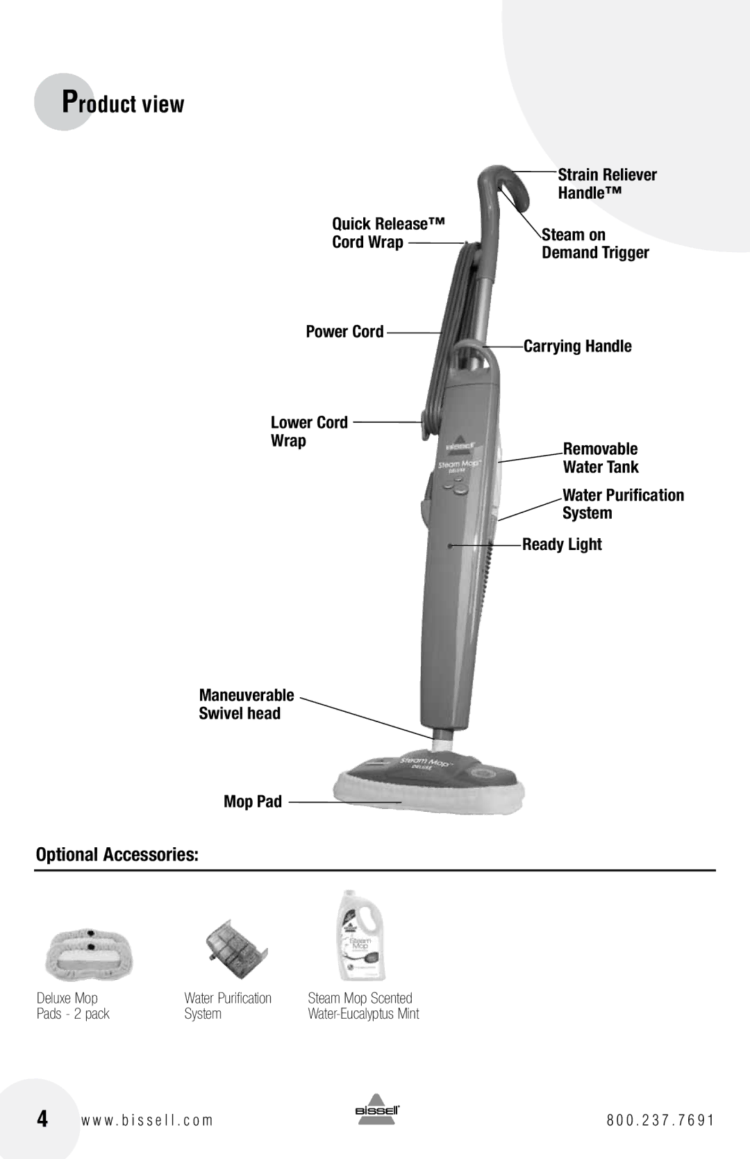 Bissell 31N1 warranty Product view, Optional Accessories 