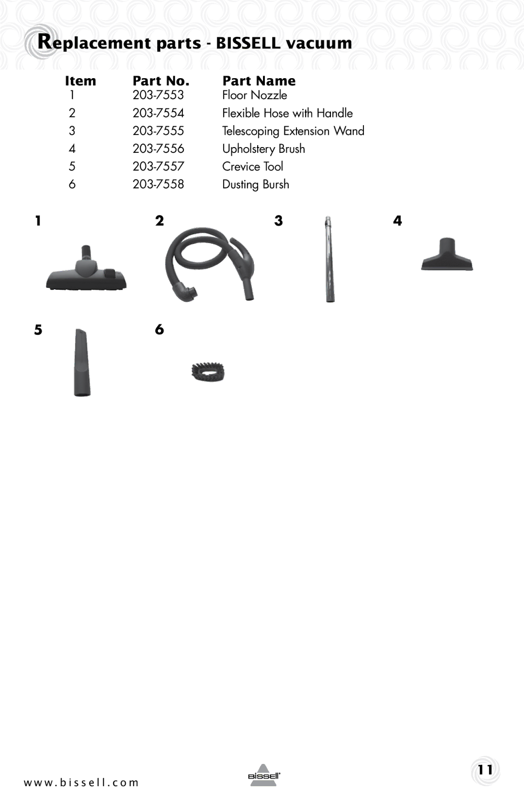 Bissell 32N3 warranty Replacement parts Bissell vacuum, Part Name 