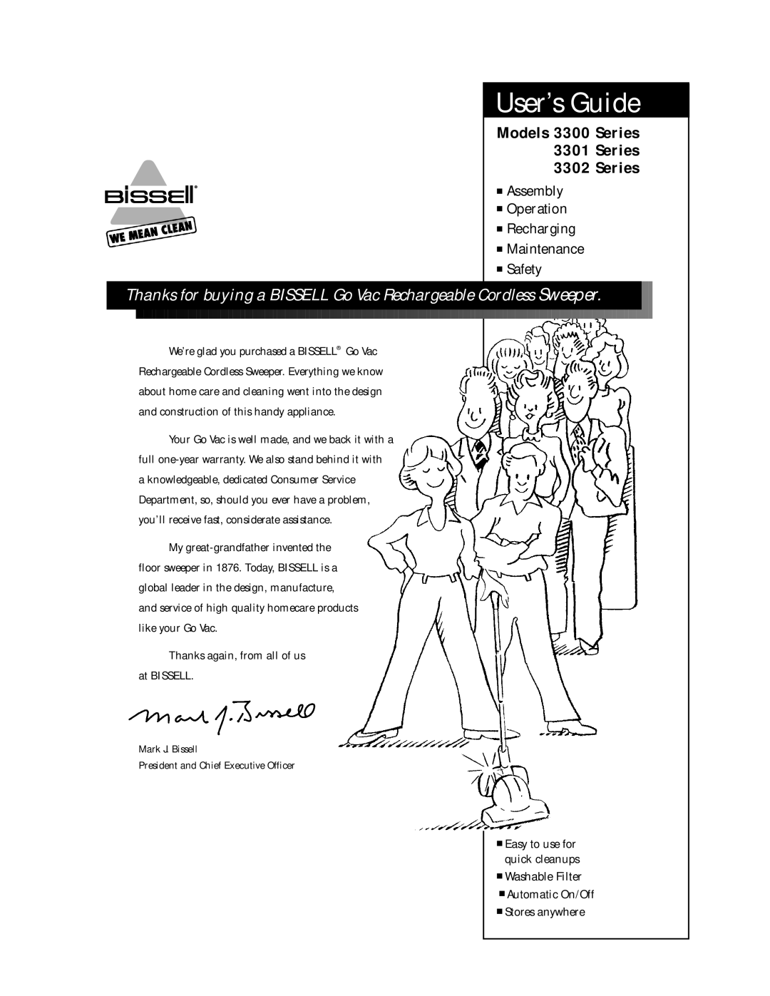 Bissell 3302, 3301, 3300 warranty User’s Guide 