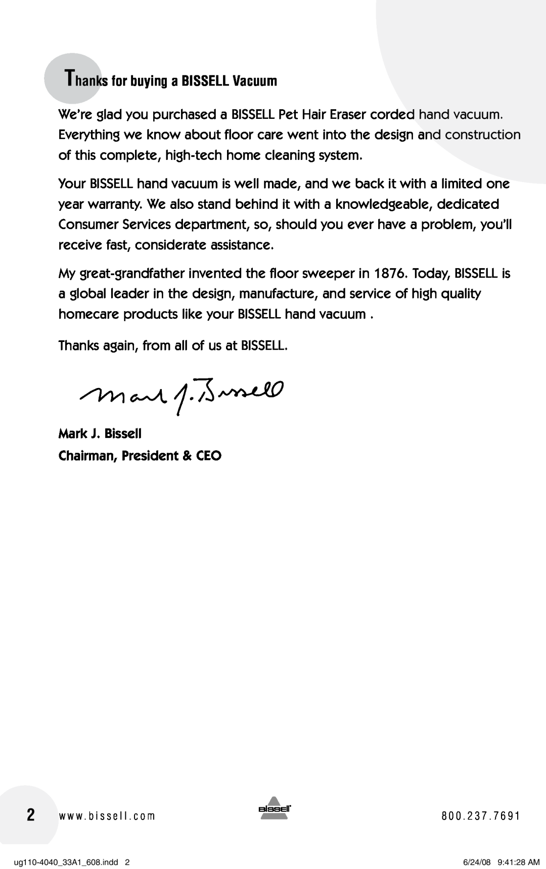 Bissell 33A1 warranty Thanks for buying a BISSELL Vacuum 