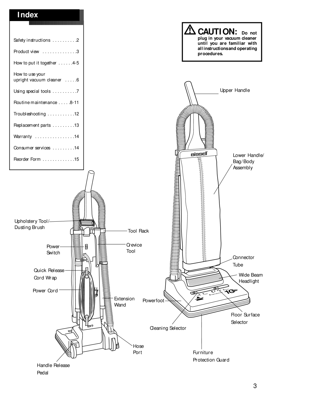 Bissell 3512 warranty Index 