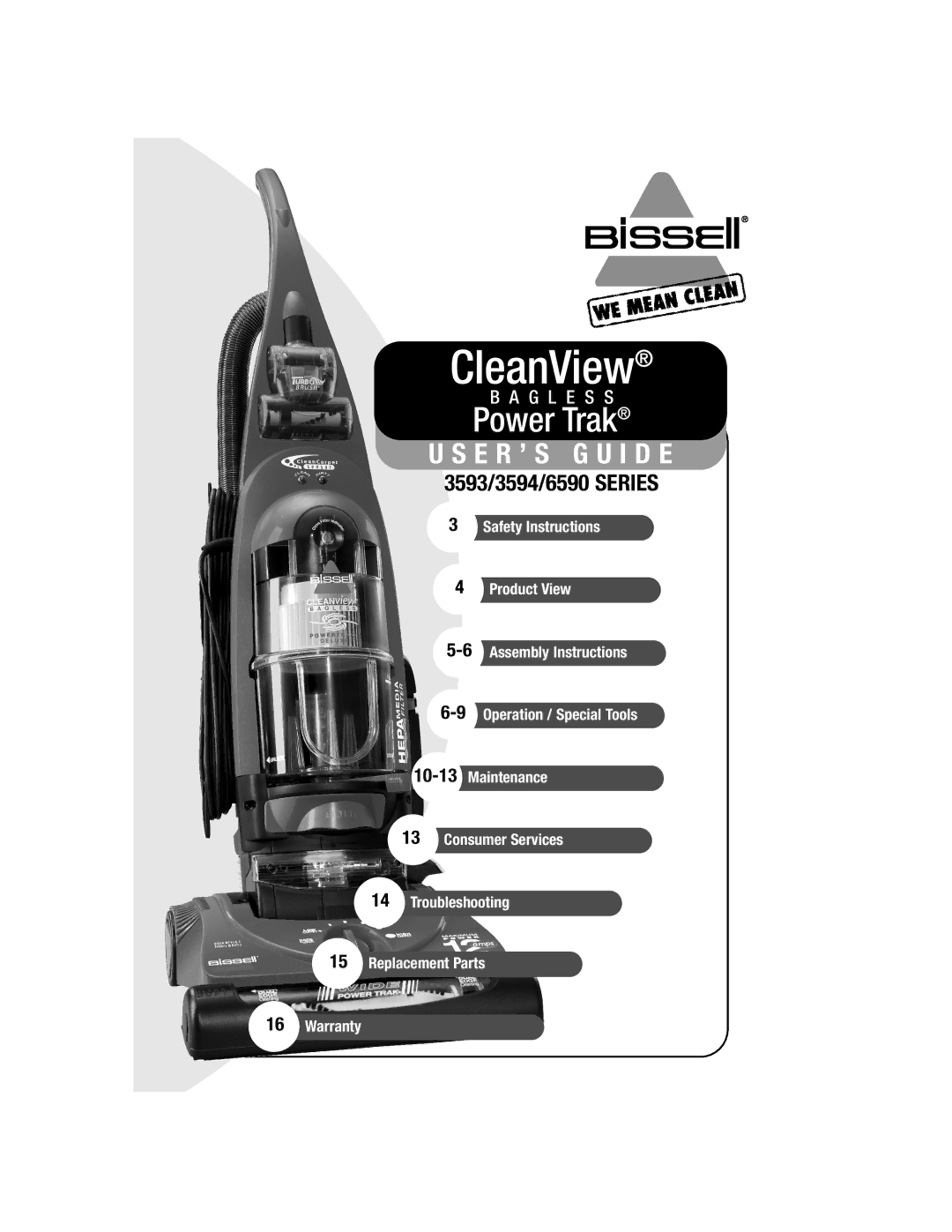 Bissell 6590, 3594 warranty CleanView 