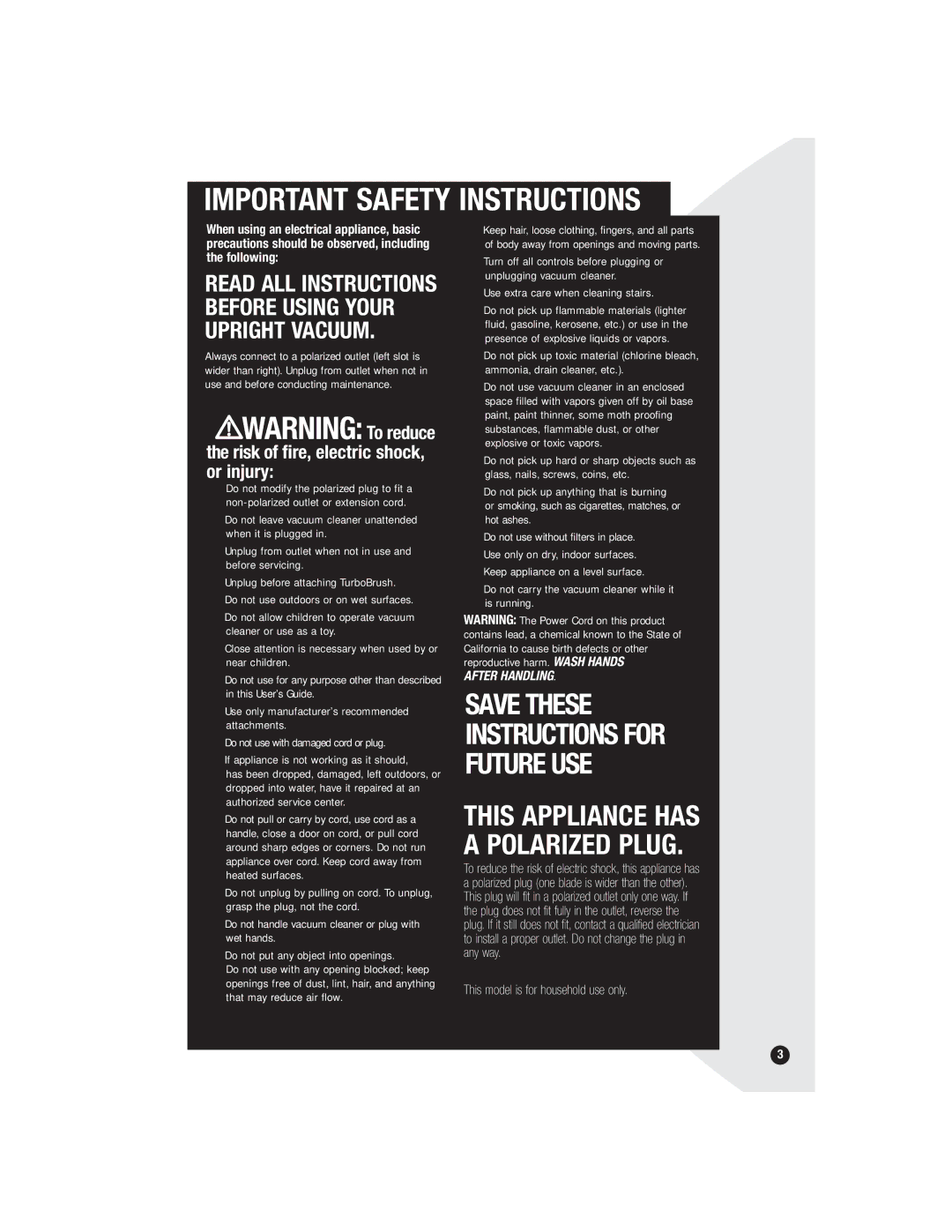 Bissell 6590, 3594 warranty Important Safety Instructions, Risk of fire, electric shock, or injury 