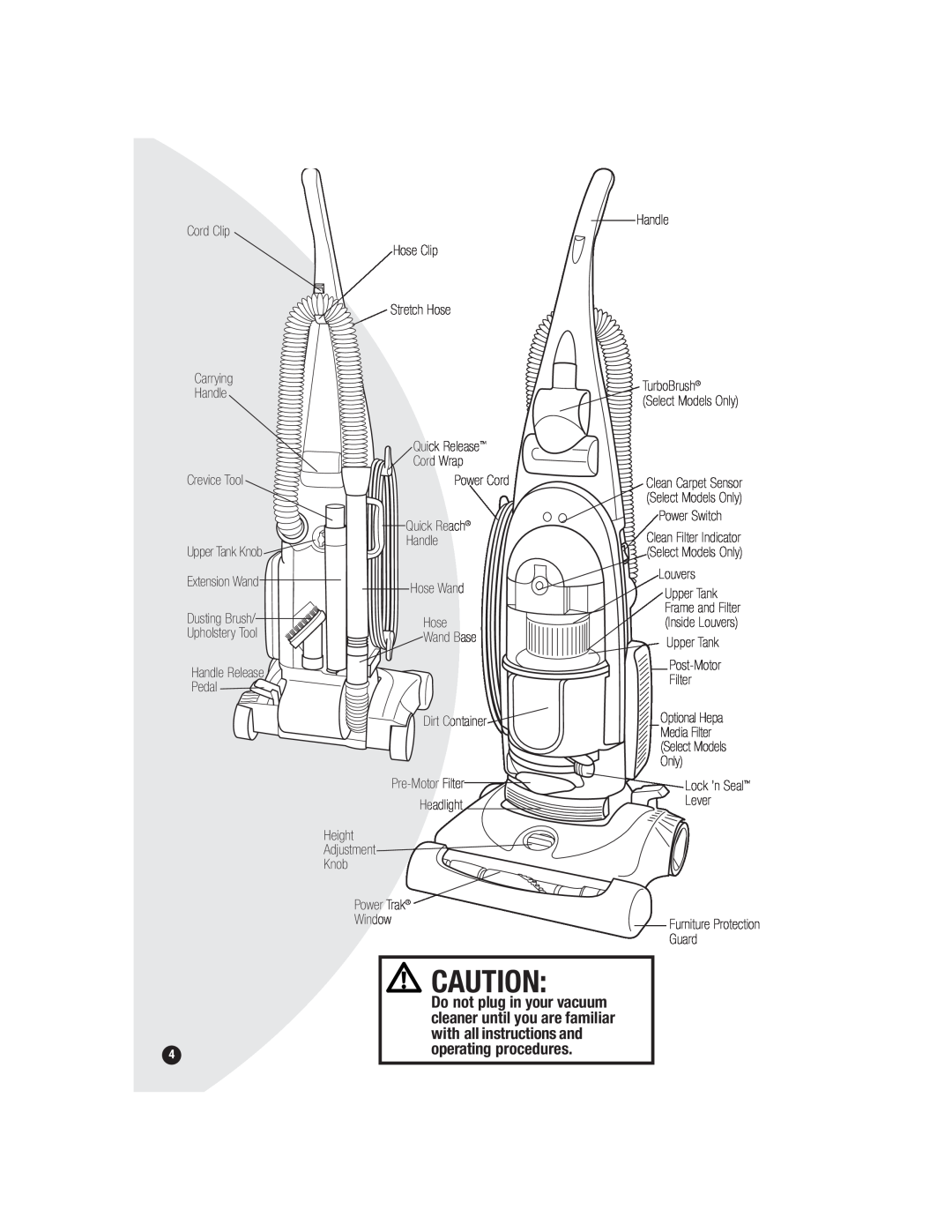Bissell 3594 with all instructions and, operating procedures, Do not plug in your vacuum, cleaner until you are familiar 