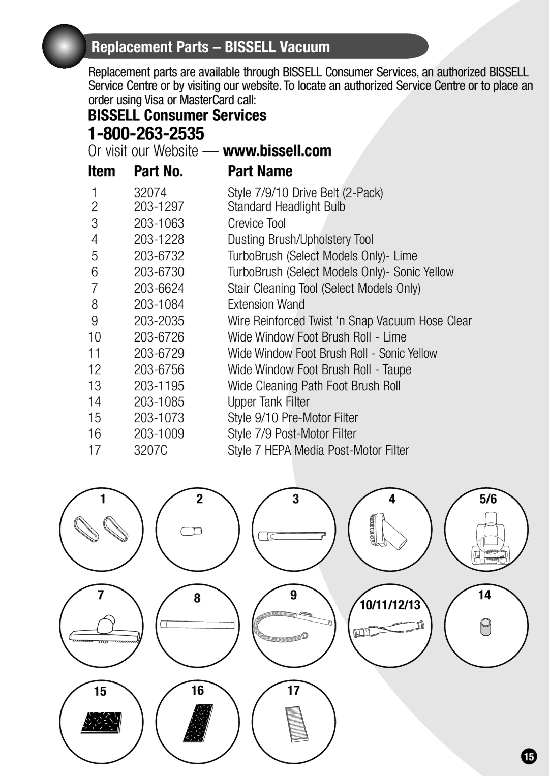 Bissell 3595, 3596 warranty Replacement Parts Bissell Vacuum, Style 7/9/10 Drive Belt 2-Pack, Dusting Brush/Upholstery Tool 