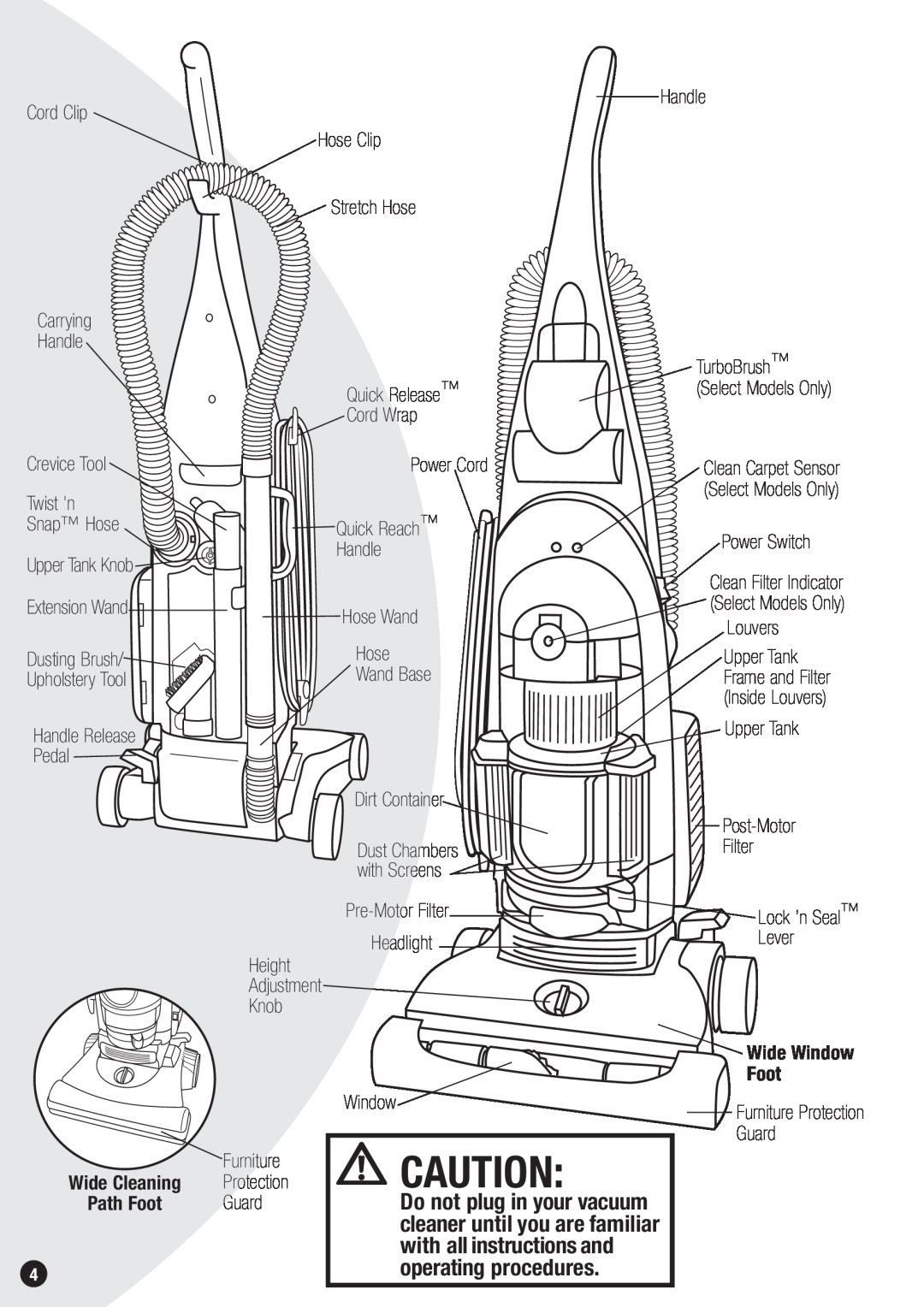 Bissell 3596 Do not plug in your vacuum, cleaner until you are familiar, with all instructions and, operating procedures 