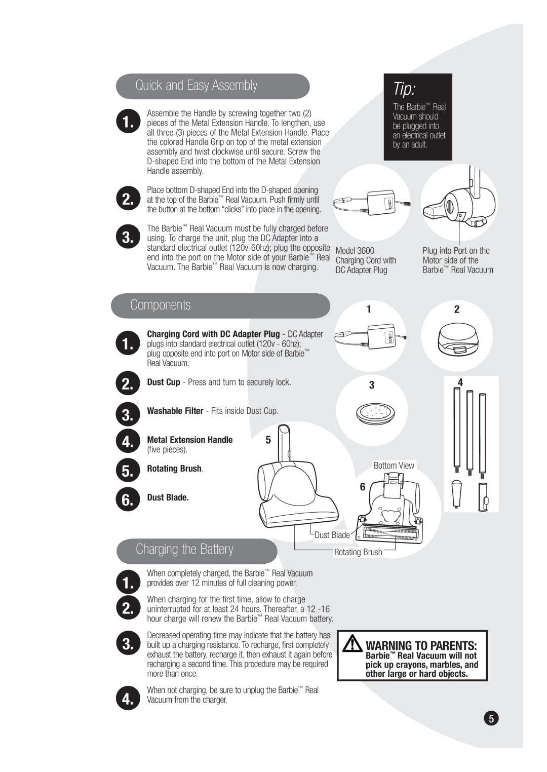 Bissell 3600 warranty Quick and Easy Assembly, Assemble the Handle by screwing together two 