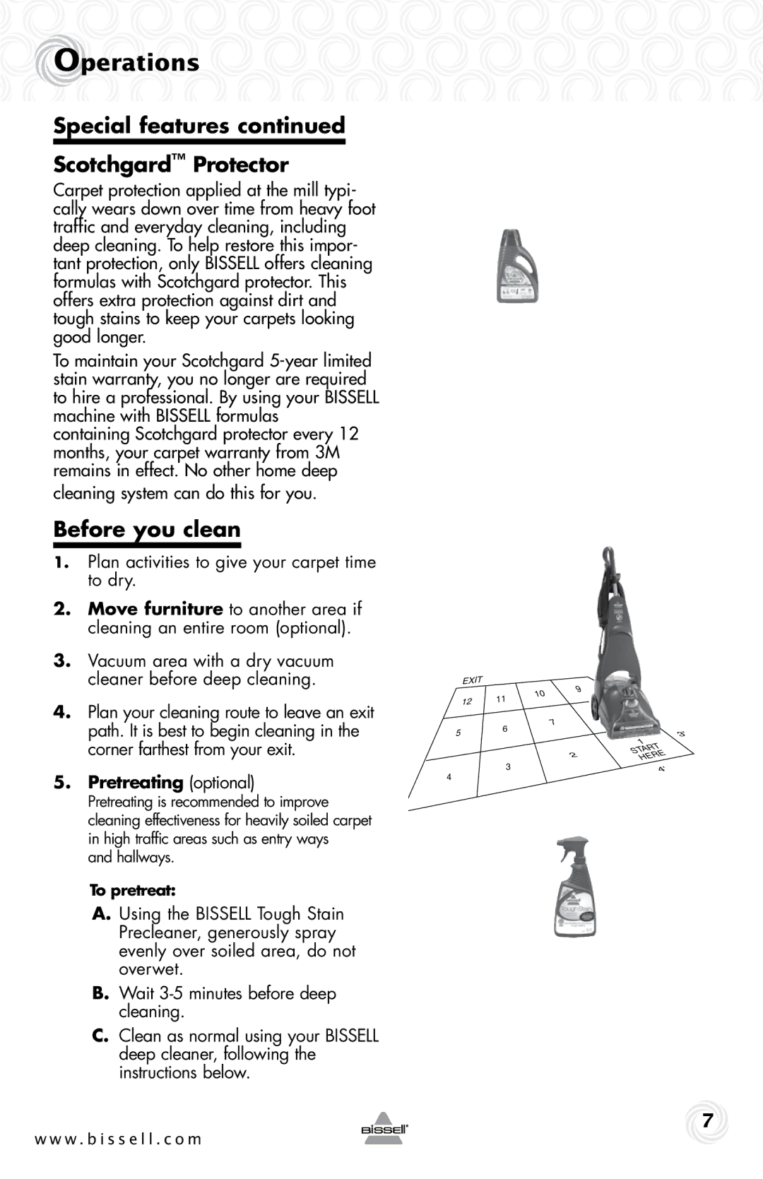 Bissell 37000 warranty Special features Scotchgard Protector, Before you clean, Cleaning system can do this for you 