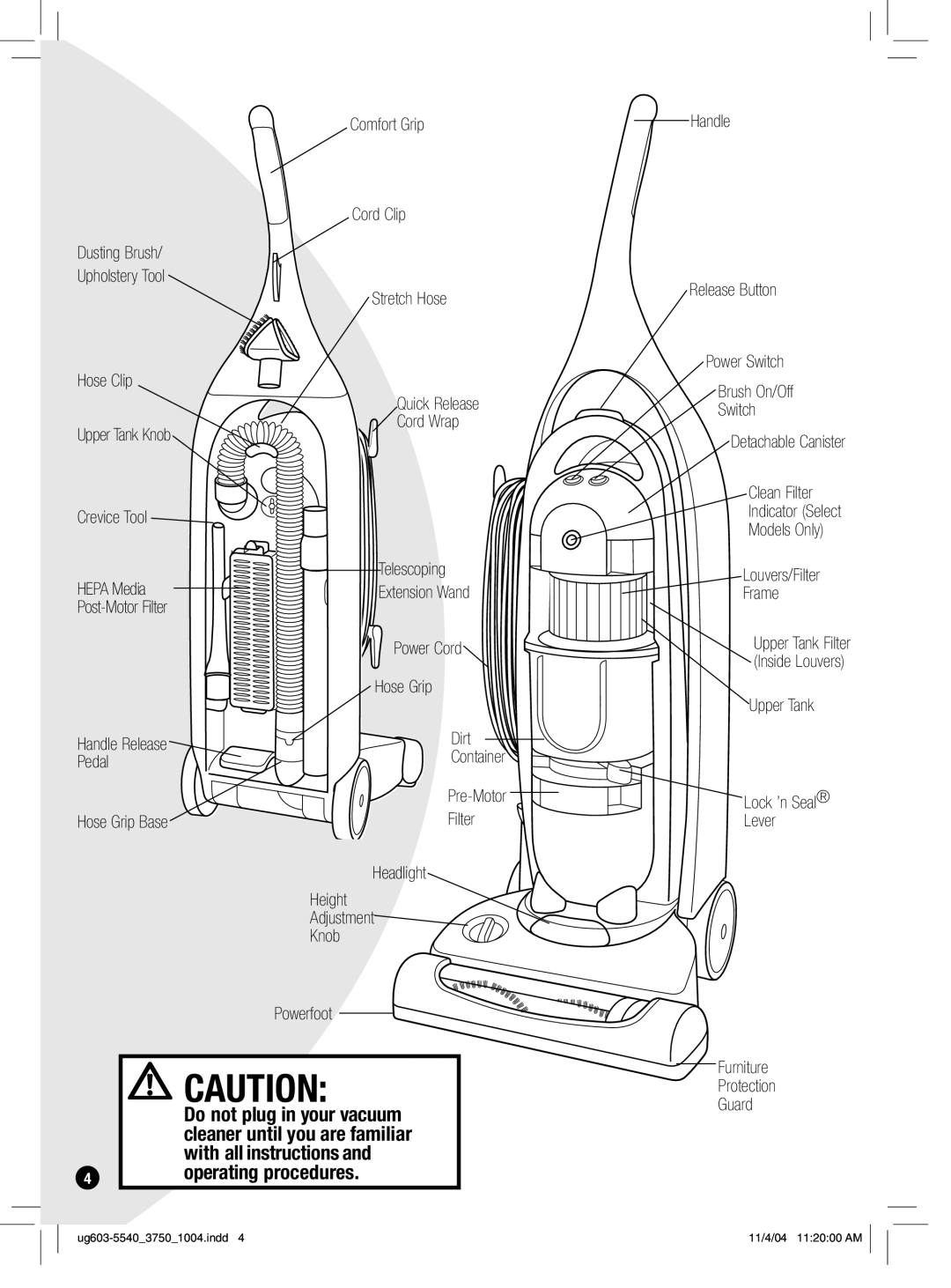 Bissell 3750, 6595, 6801 warranty Operating procedures 