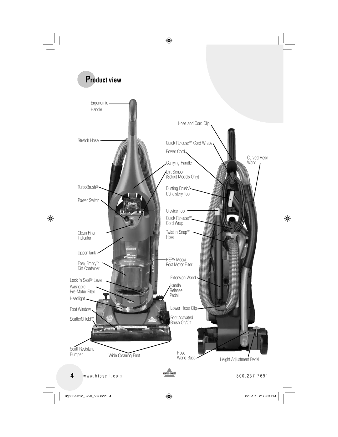 Bissell 3990 warranty W w . b i s s e l l . c o m Hose and Cord Clip 