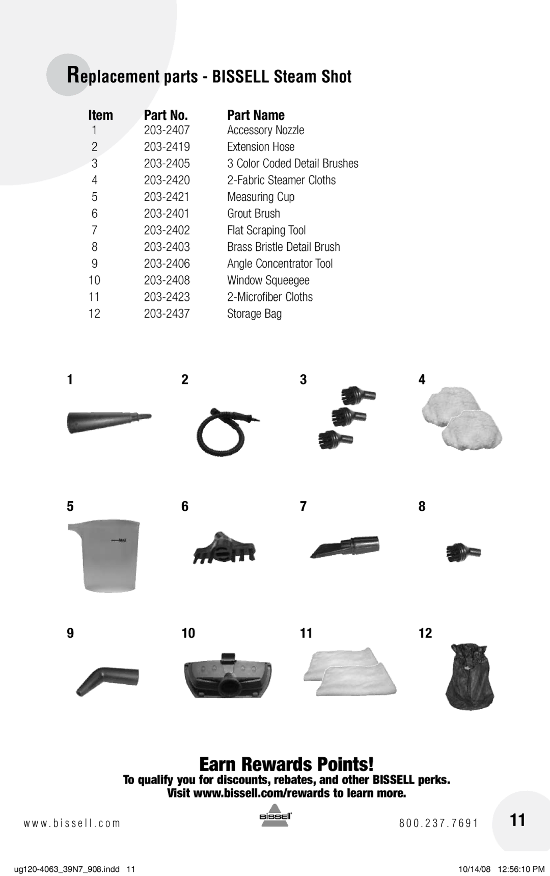 Bissell 39N7 warranty Replacement parts Bissell Steam Shot, Part Name 