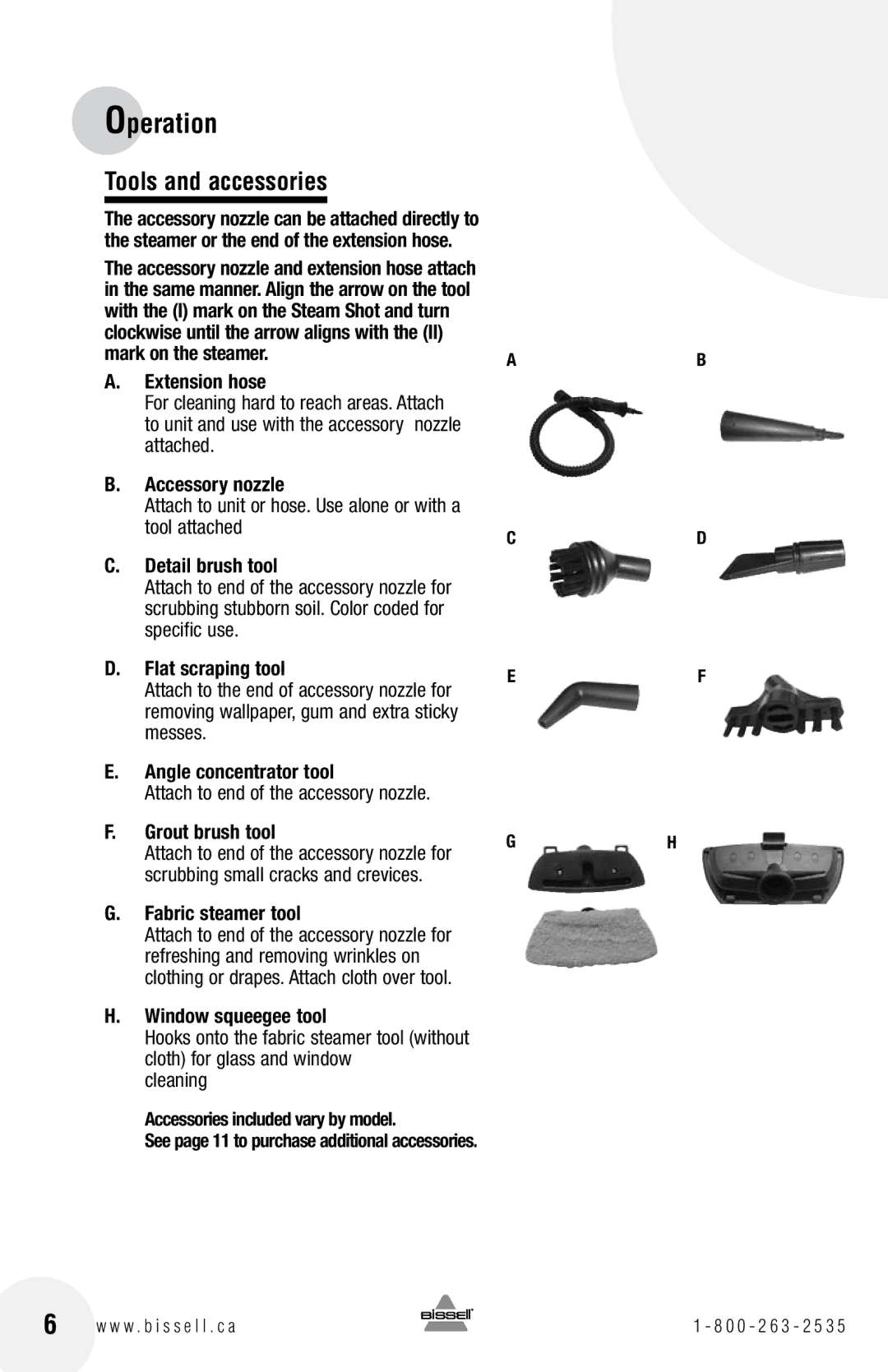 Bissell 39N7 warranty Tools and accessories 