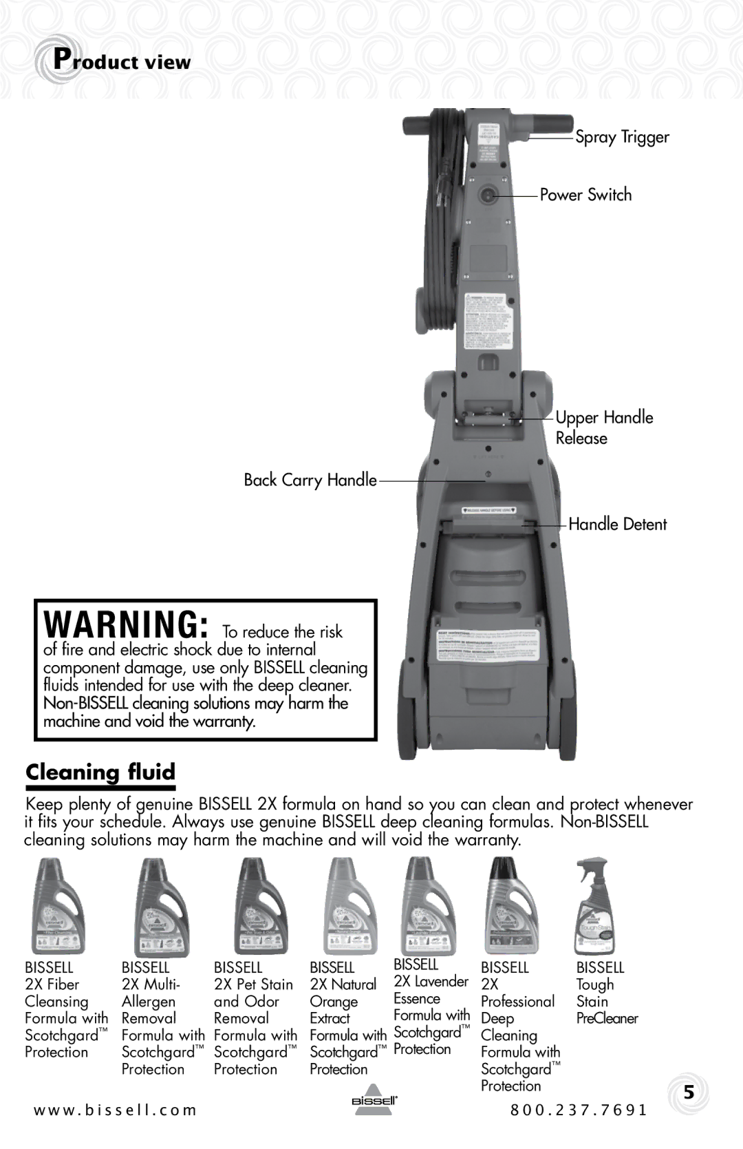 Bissell 86T3, 40M1 warranty Cleaning fluid, Bissell 