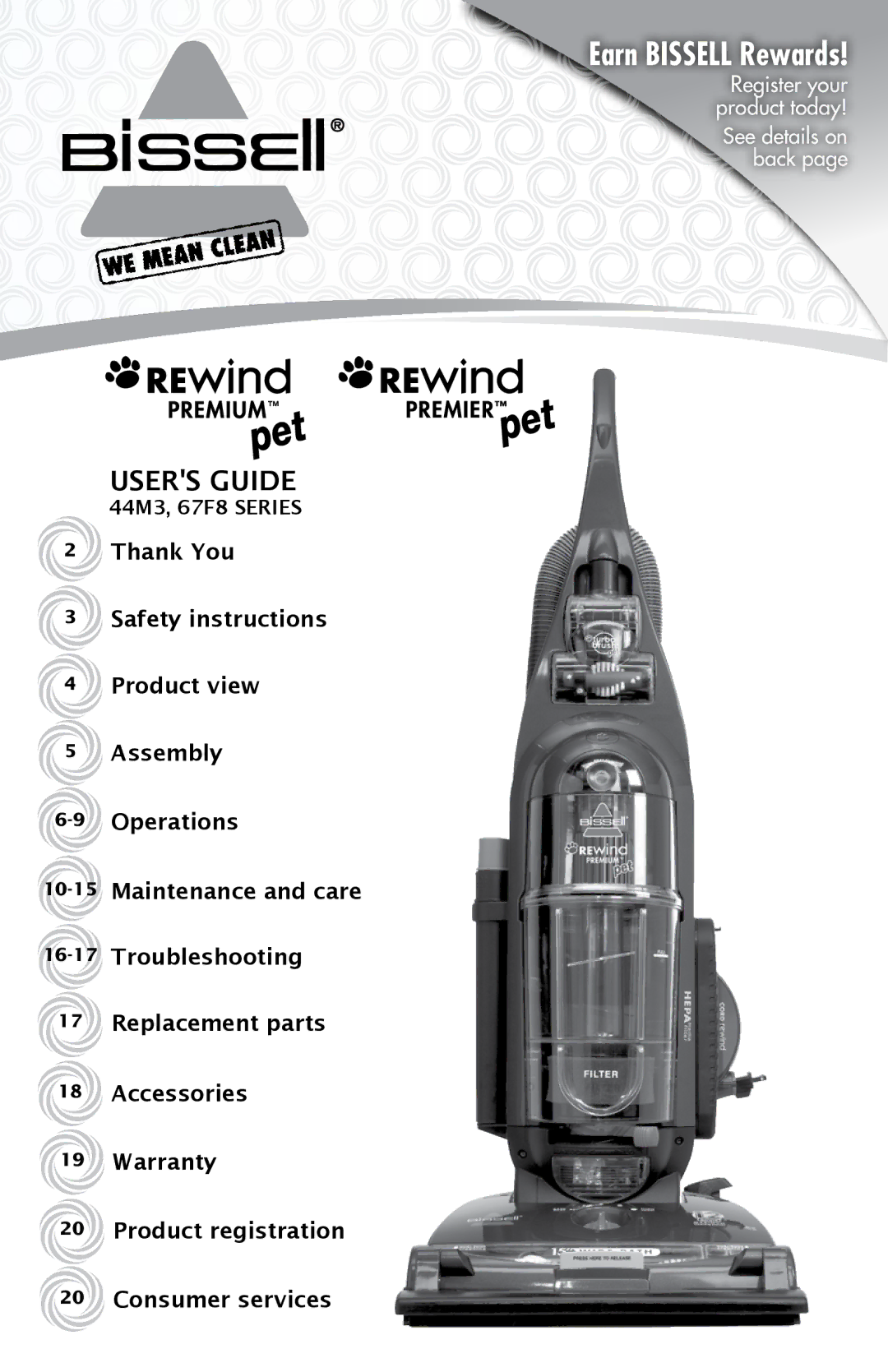 Bissell 67F8, 44M3 warranty Earn Bissell Rewards 