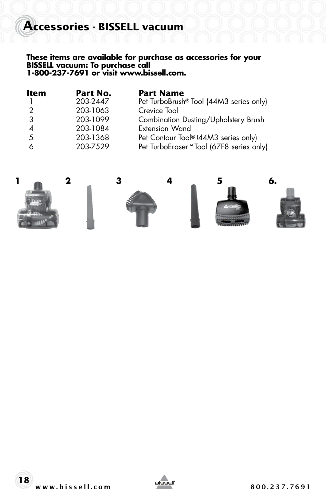 Bissell 44M3, 67F8 warranty Accessories Bissell vacuum 