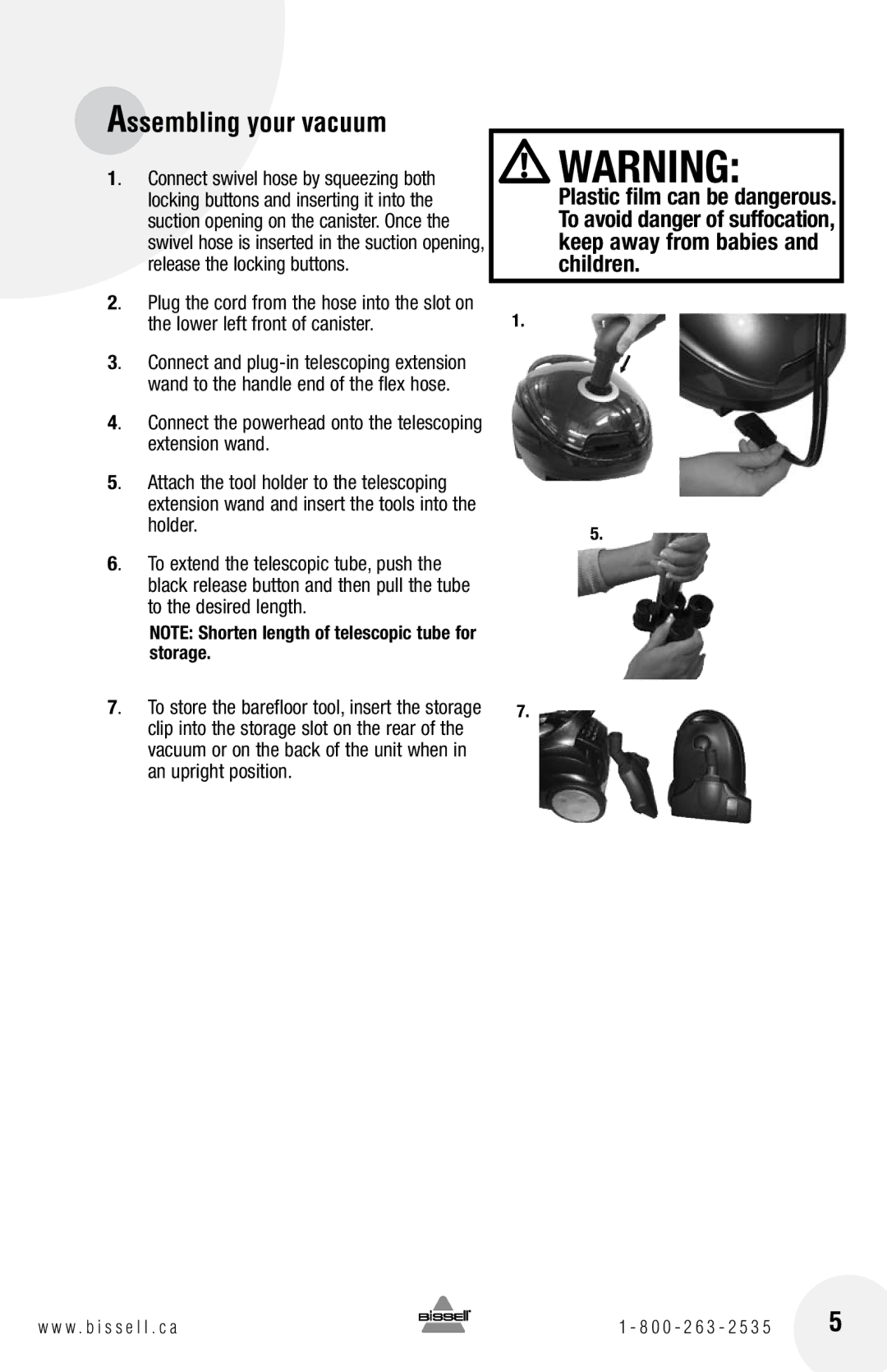 Bissell 48K2 warranty Assembling your vacuum, 165 