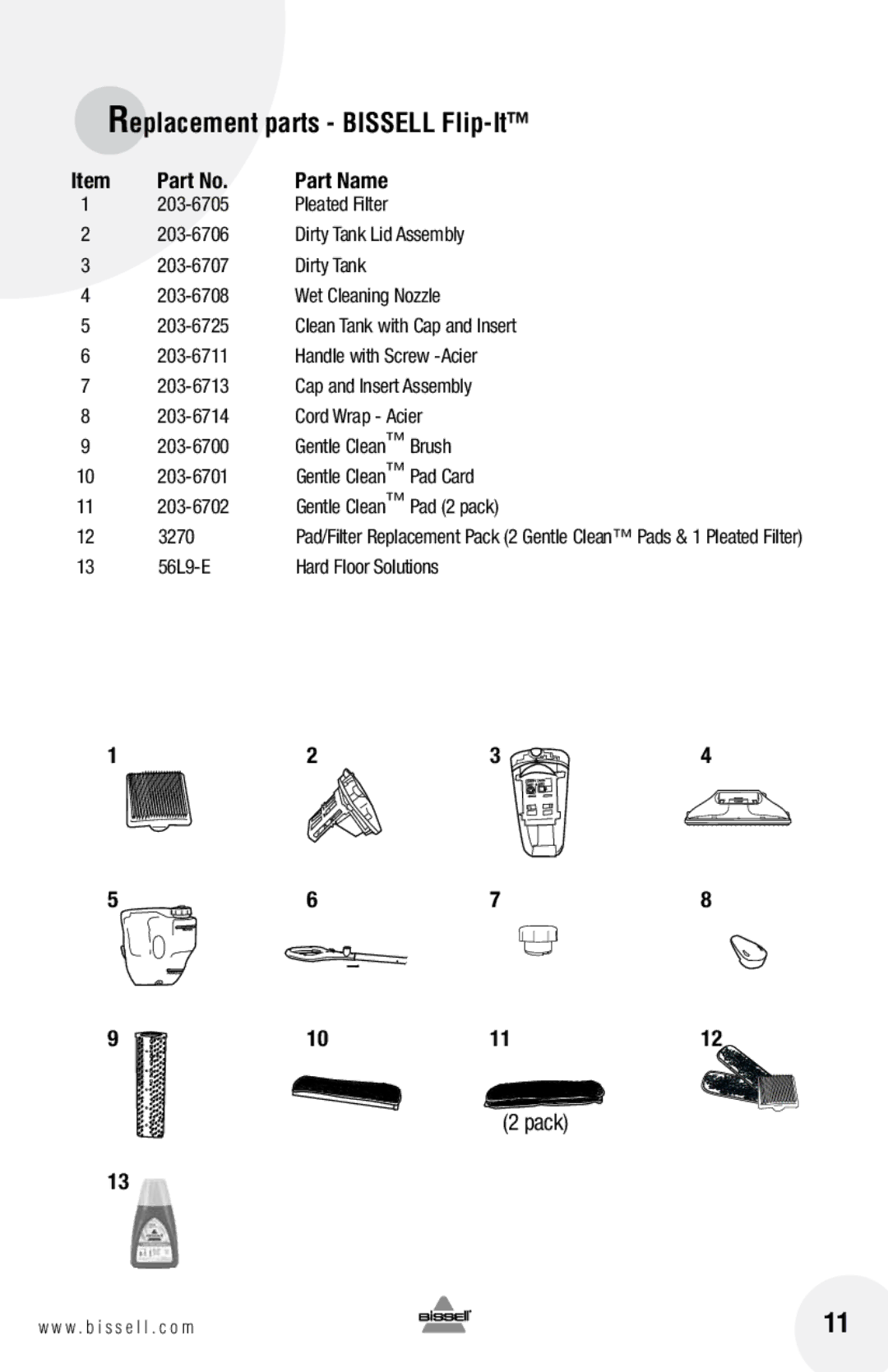 Bissell 5200 warranty Replacement parts Bissell Flip-It, Part Name 