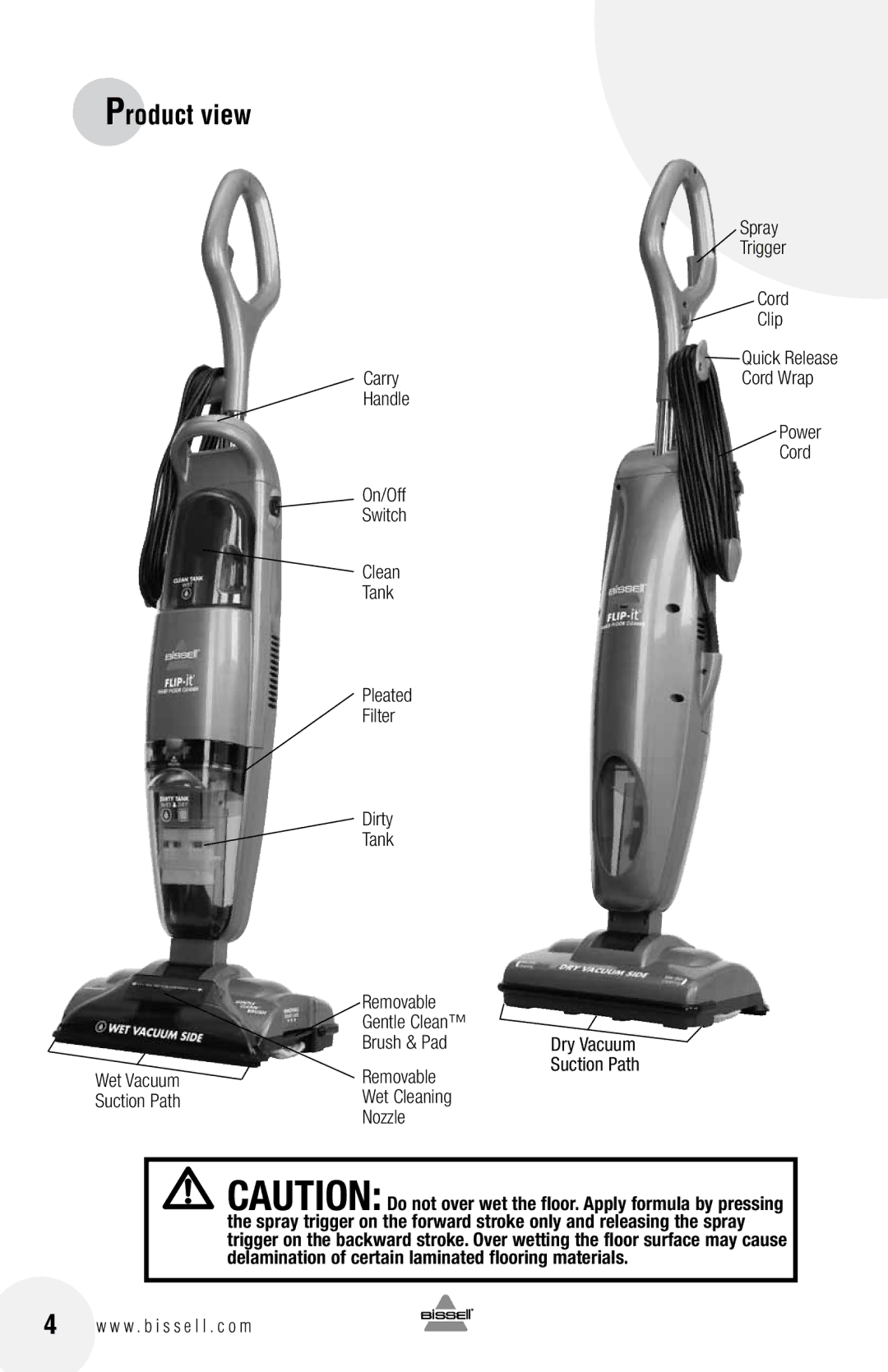 Bissell 5200 warranty Product view, Brush & Pad 