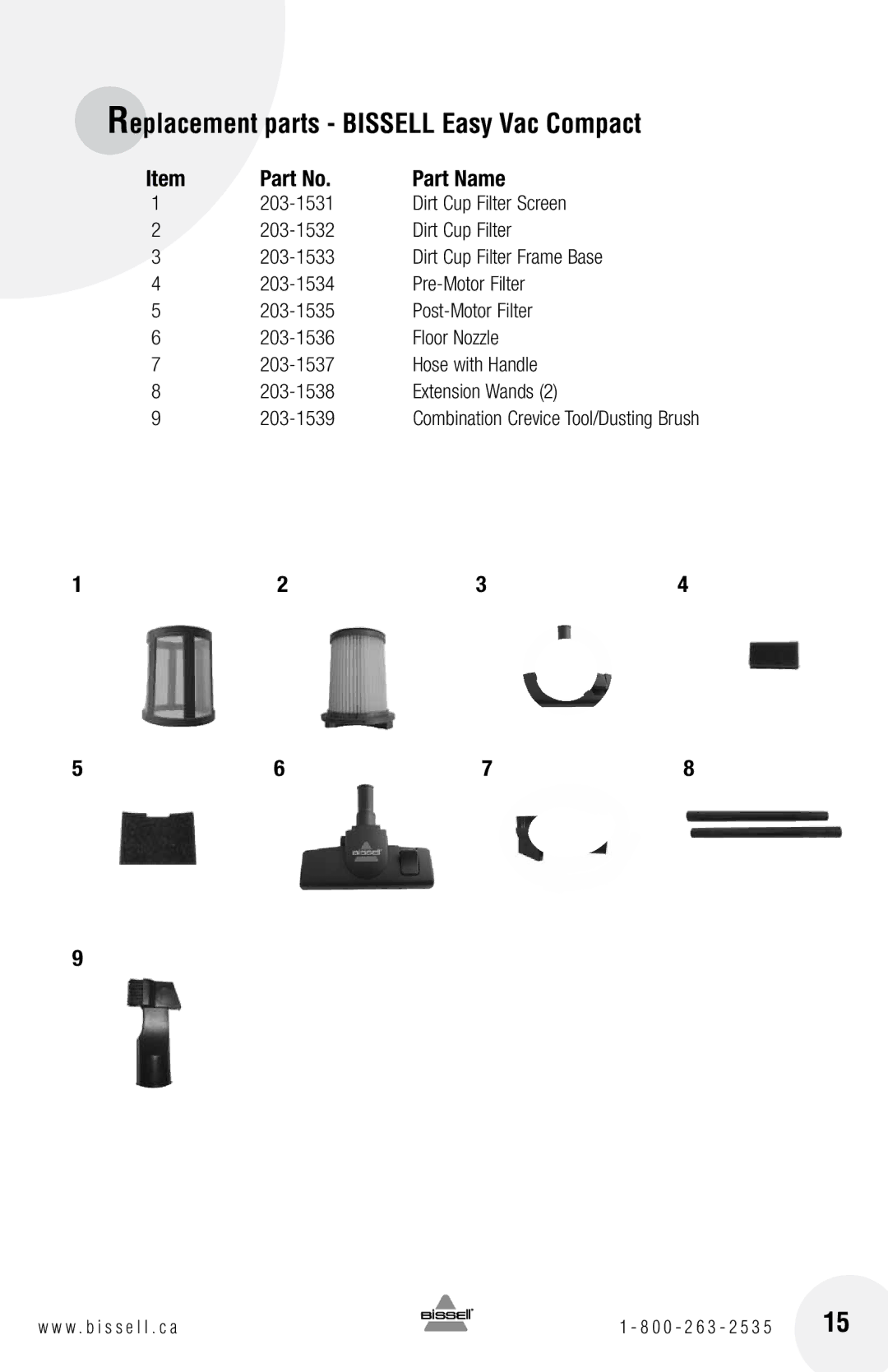 Bissell 59G4 warranty Replacement parts Bissell Easy Vac Compact 