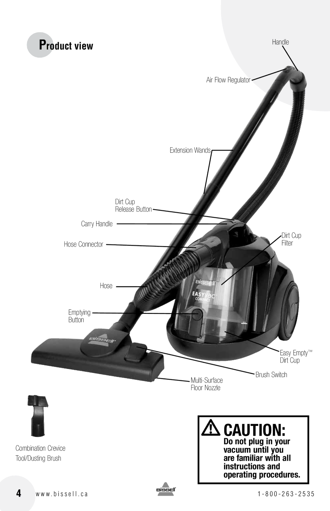 Bissell 59G4 warranty Air Flow Regulator Extension Wands Dirt Cup Release Button 