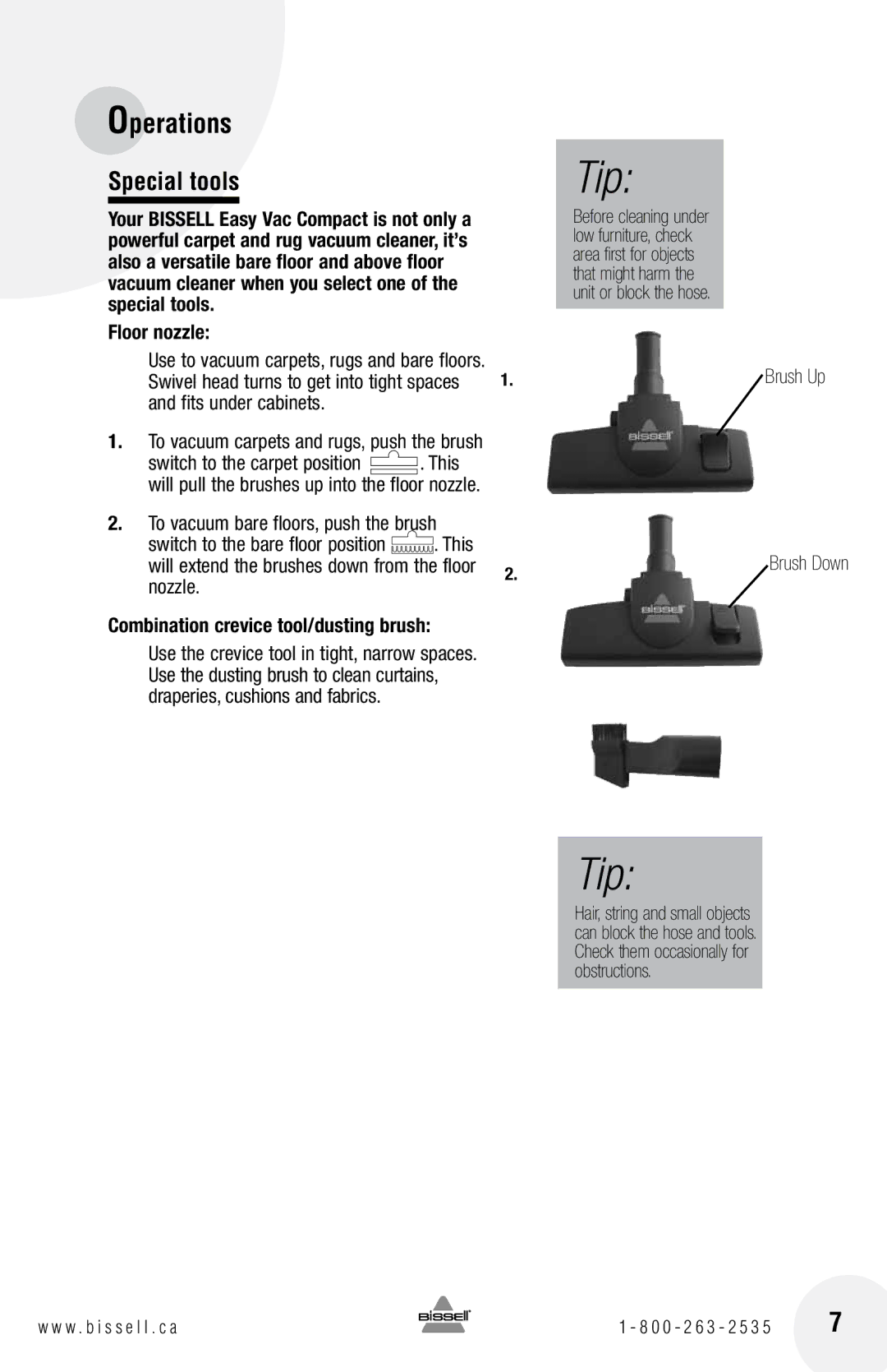 Bissell 59G4 warranty Special tools, Floor nozzle 