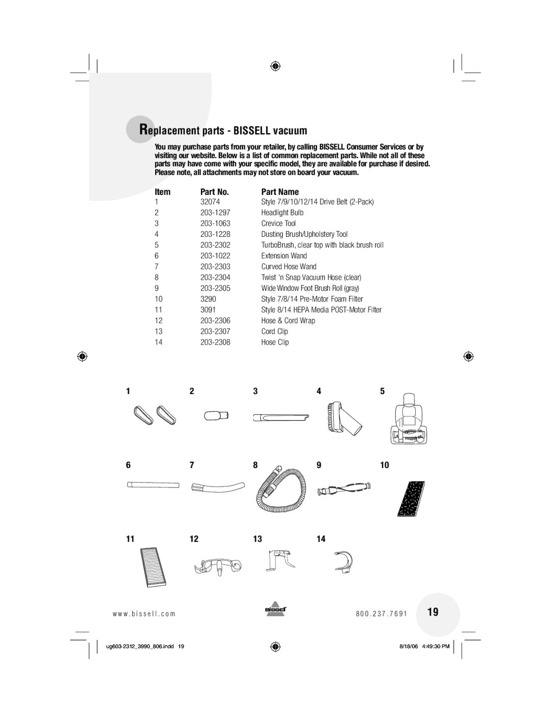 Bissell 6393 warranty Replacement parts Bissell vacuum, 196, Part Name, 910 