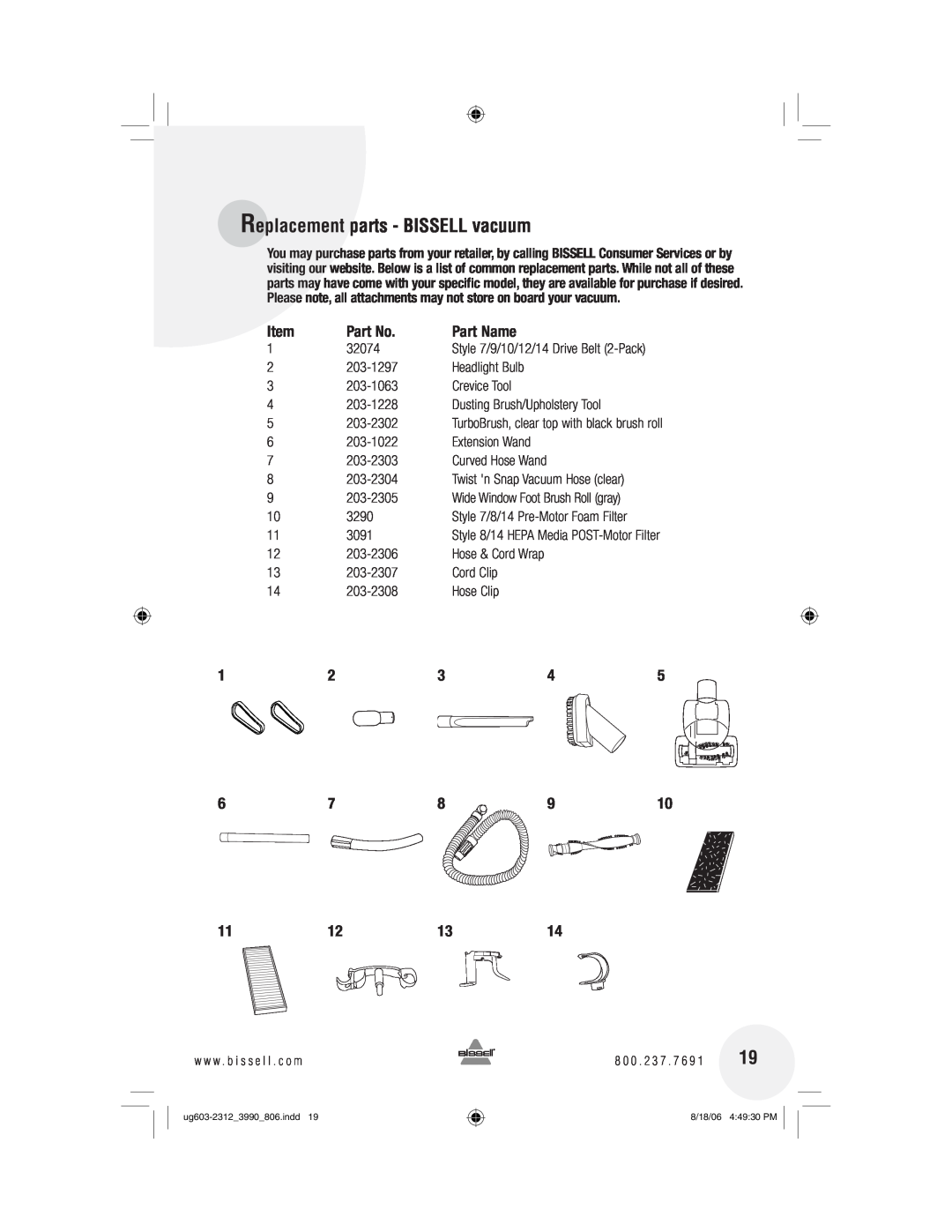 Bissell 6393 warranty Replacement parts - BISSELL vacuum, Part Name 