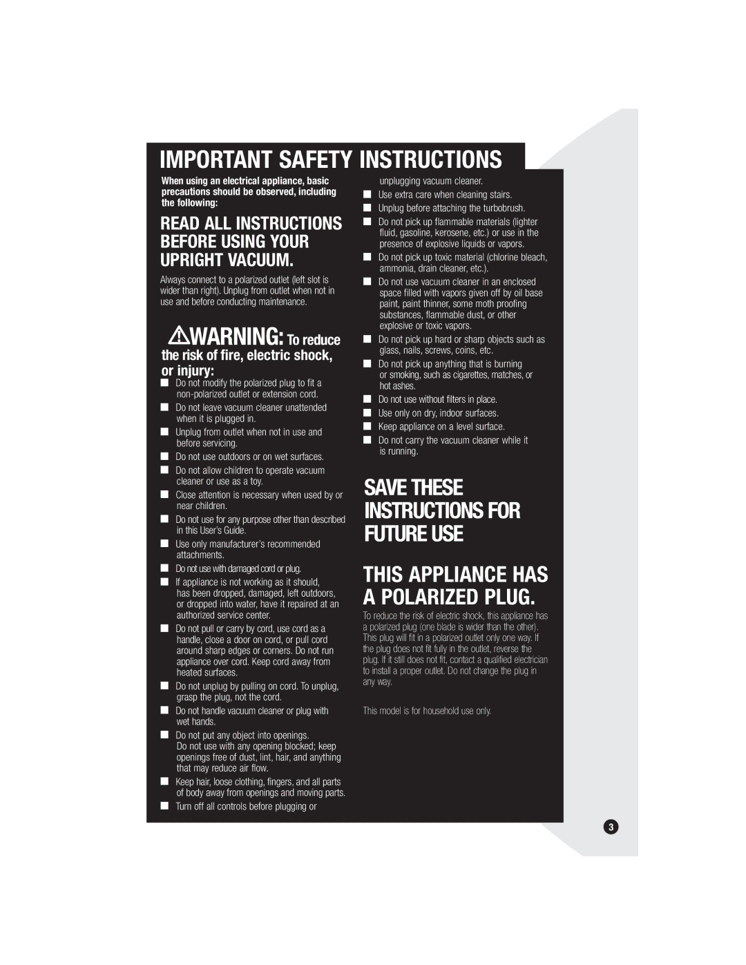 Bissell 6579 warranty Important Safety Instructions, Risk of fire, electric shock, or injury 