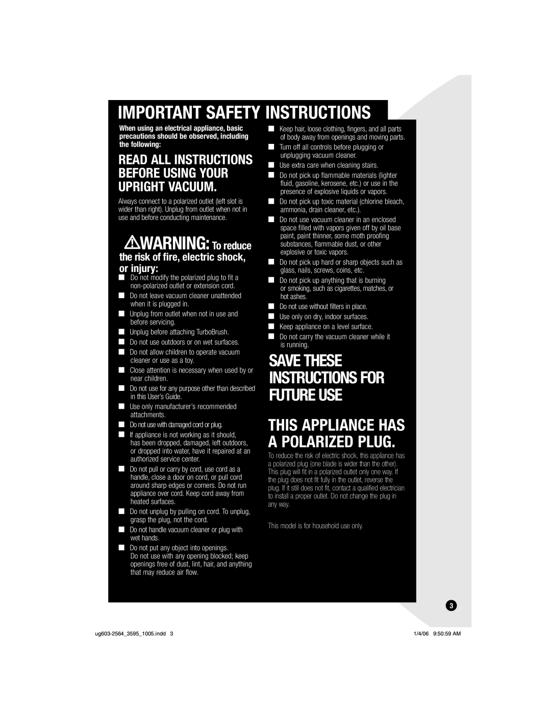 Bissell 6591 warranty Important Safety Instructions, Risk of fire, electric shock, or injury 